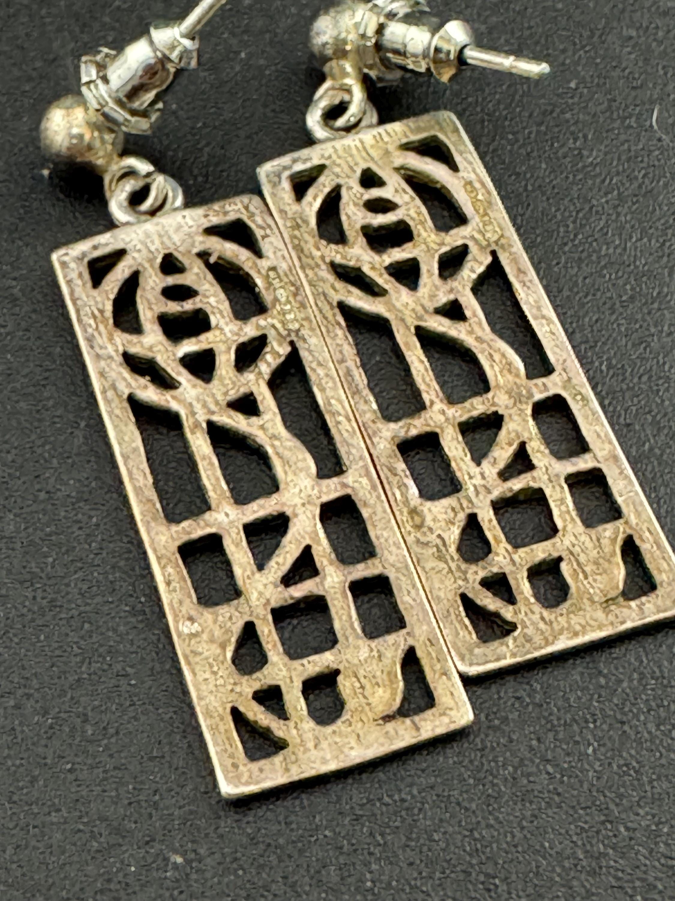 Vintage Sterling Silver Dangle Earrings: Arts & Crafts, London Hallmarks
