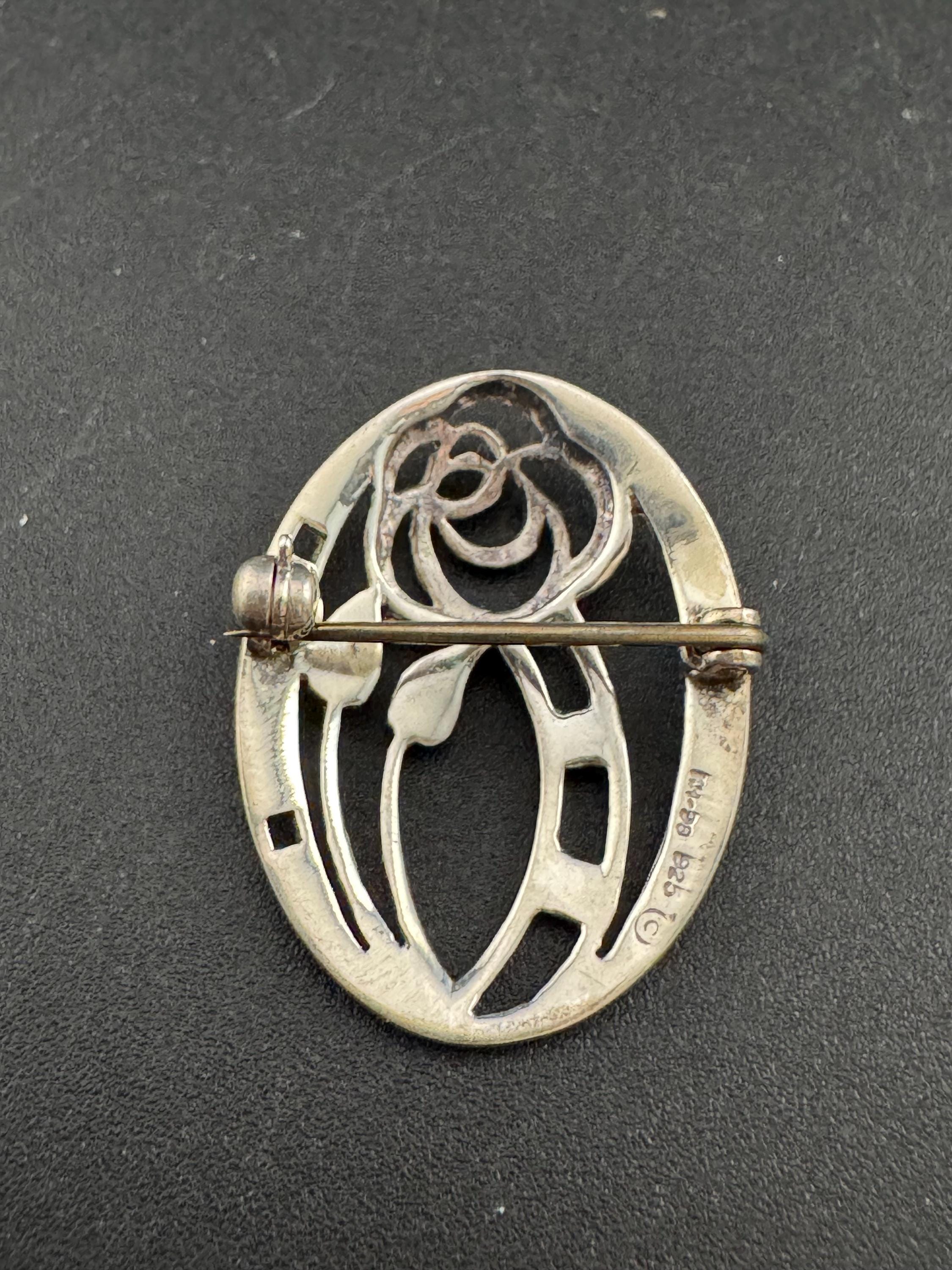 Kit Heath 1996 Sterling silver 925 art nouveau Rennie mackintish style floral Brooch 3cm