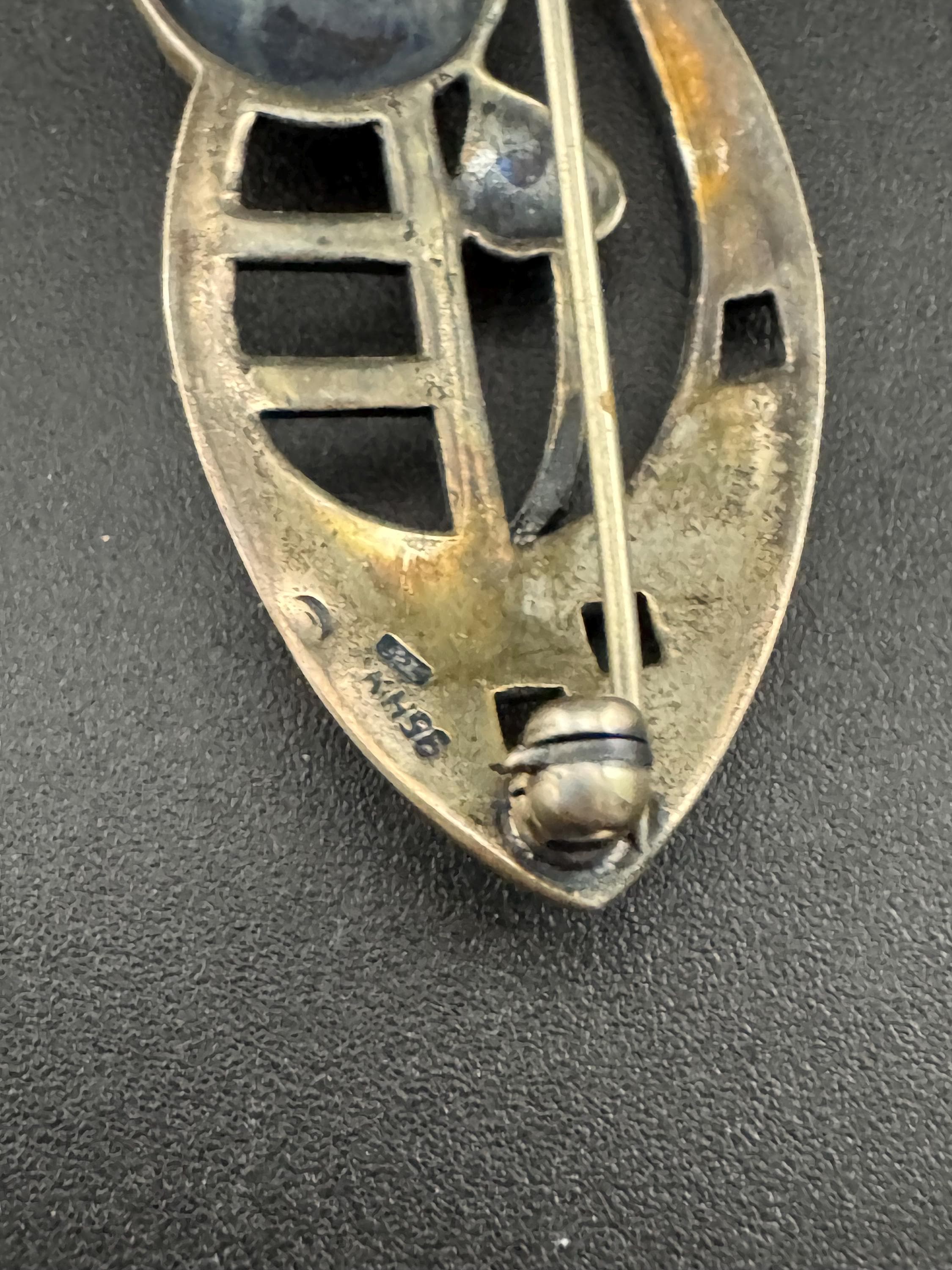 Kit Heath 1996 Sterling silver 925 art nouveau Rennie mackintish style floral Brooch 4cm