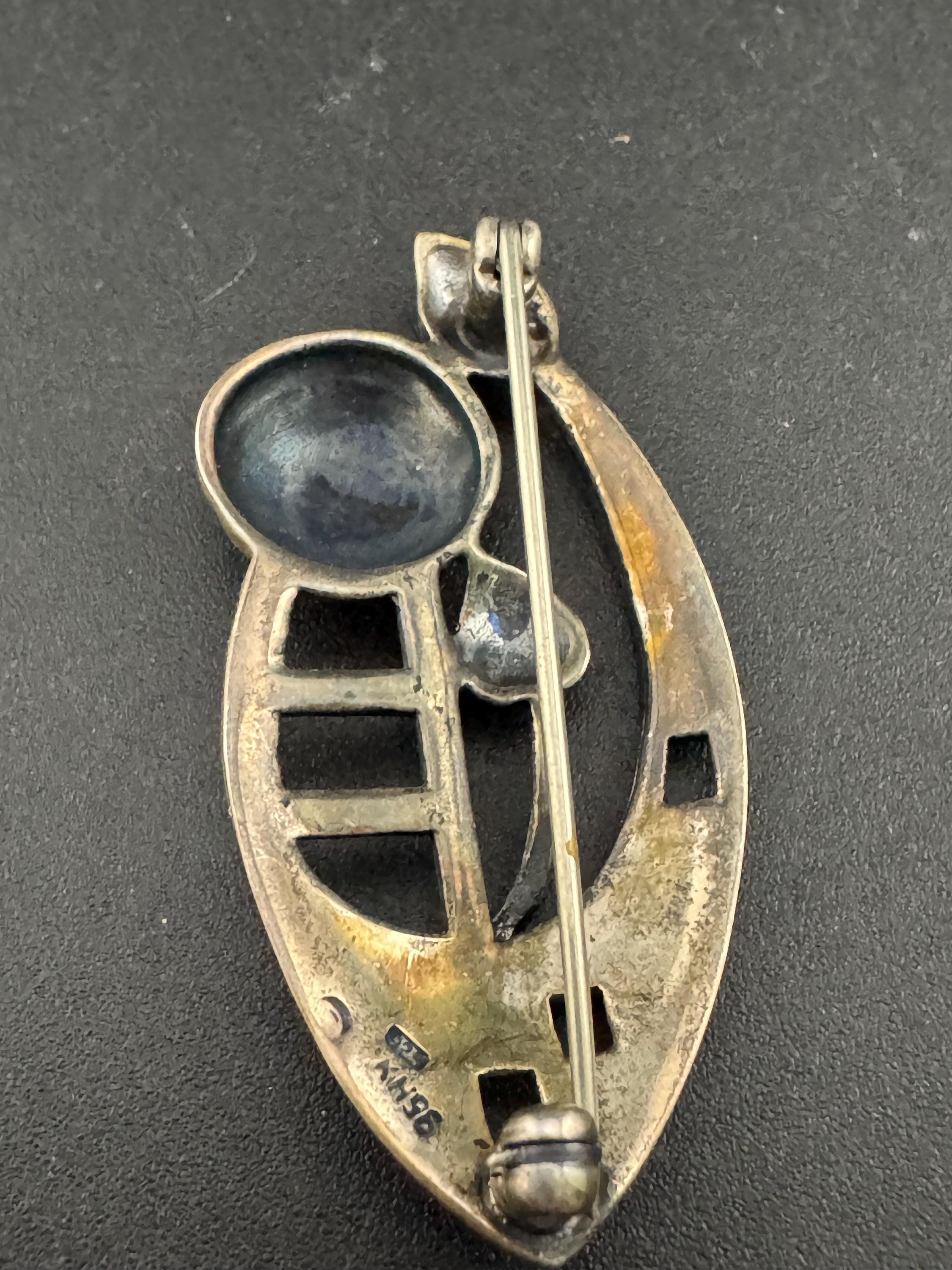 Kit Heath 1996 Sterling silver 925 art nouveau Rennie mackintish style floral Brooch 4cm