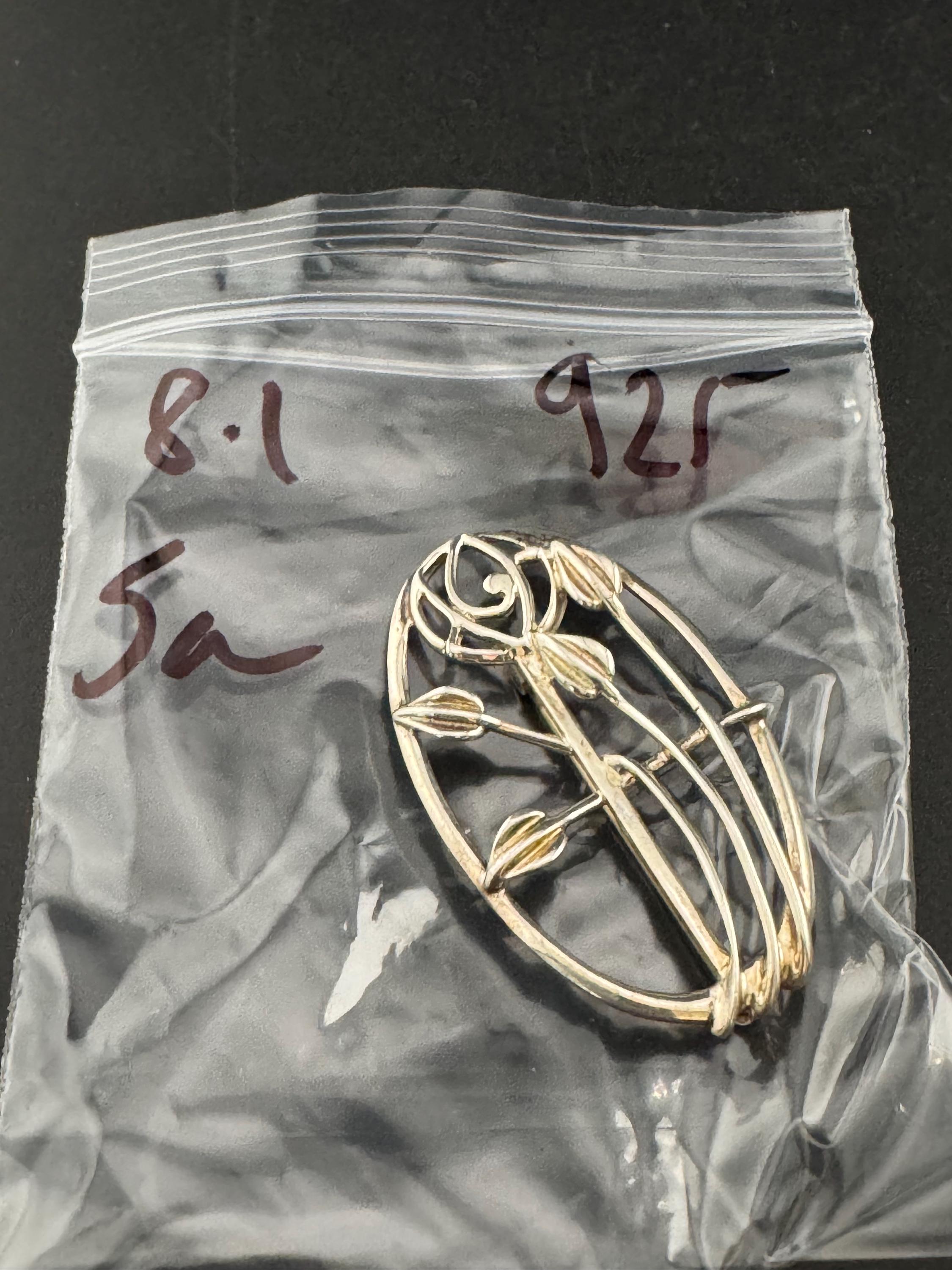 Sterling silver 925 arts and crafts style Rennie mackintosh style floral Brooch 8.1grams 5cm