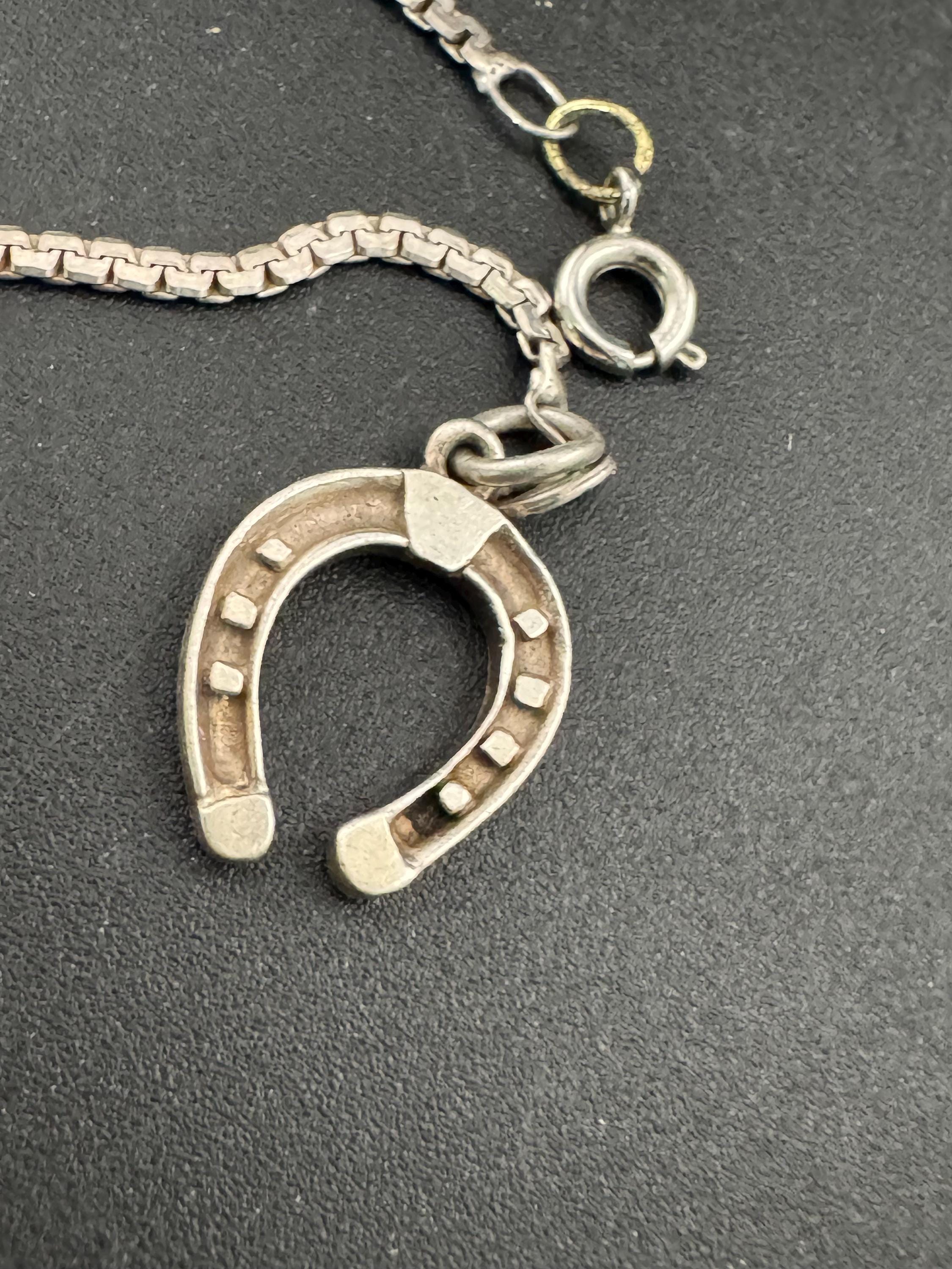 Vintage Sterling Silver Horseshoe Charm Bracelet - 7.25" Box Chain