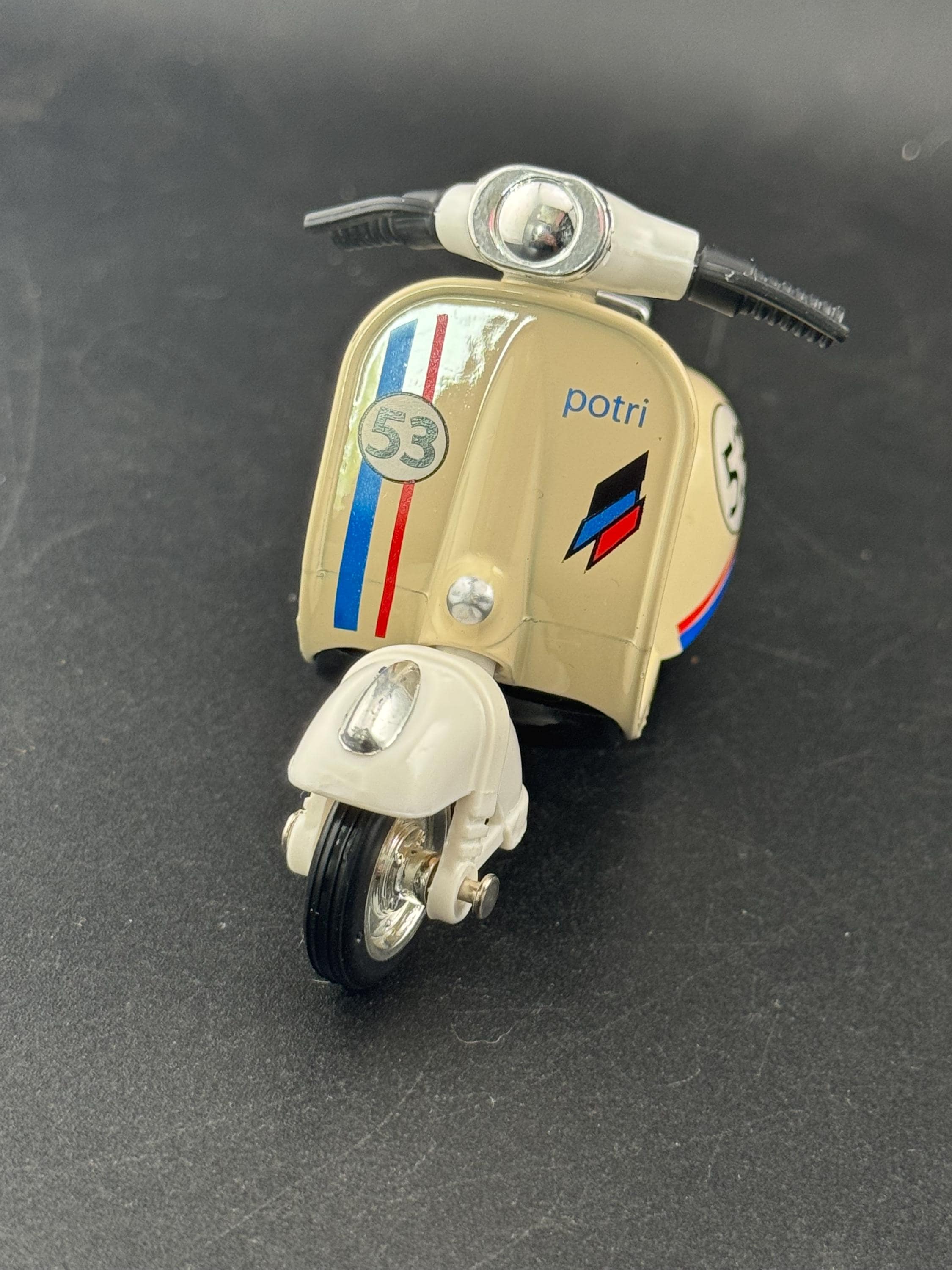 Beige Scooter Cake Topper: italian Motorbike Toy