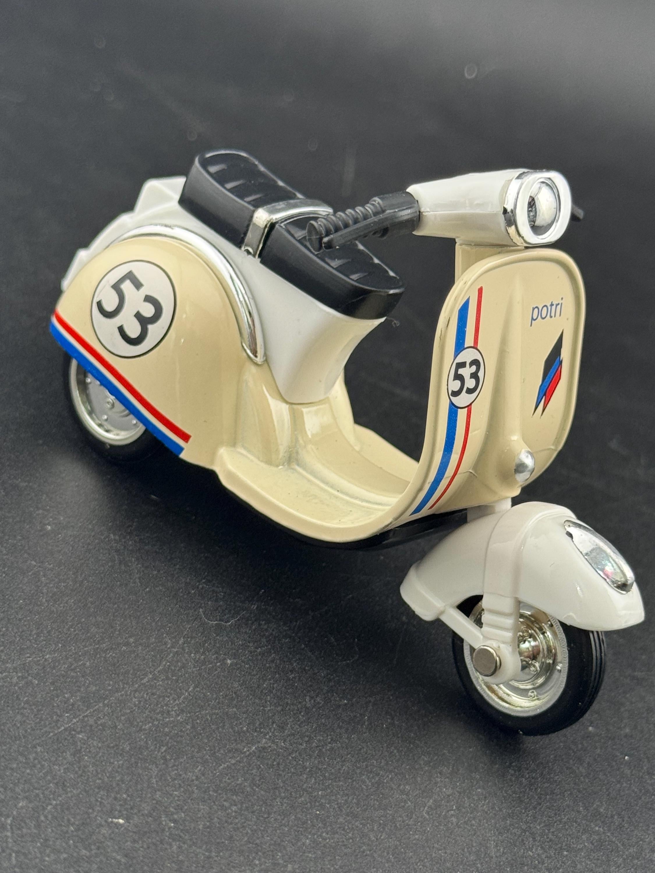 Beige Scooter Cake Topper: italian Motorbike Toy