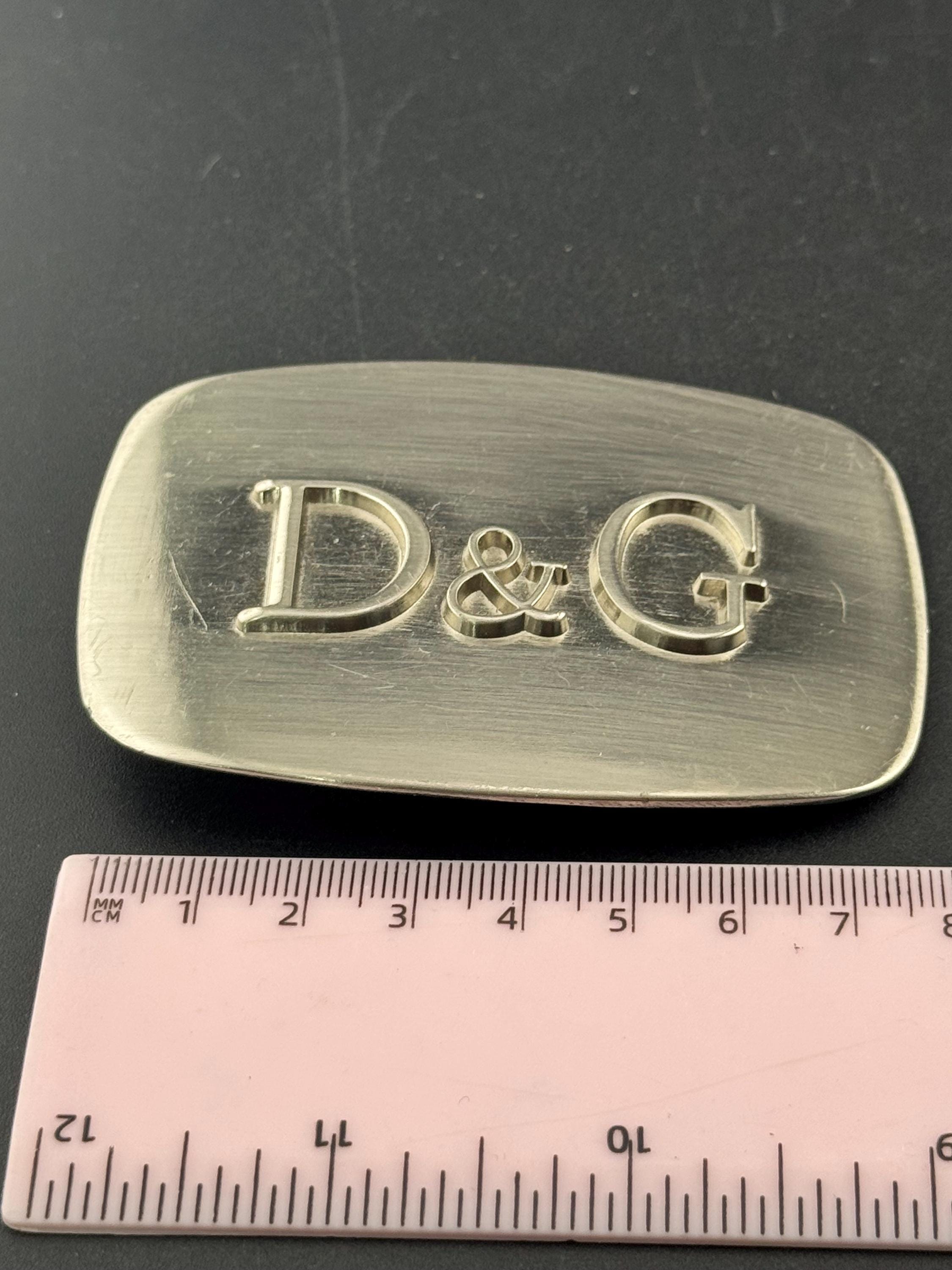 vintage men’s designer D&G dolce and gabanna silver tone steel belt buckle