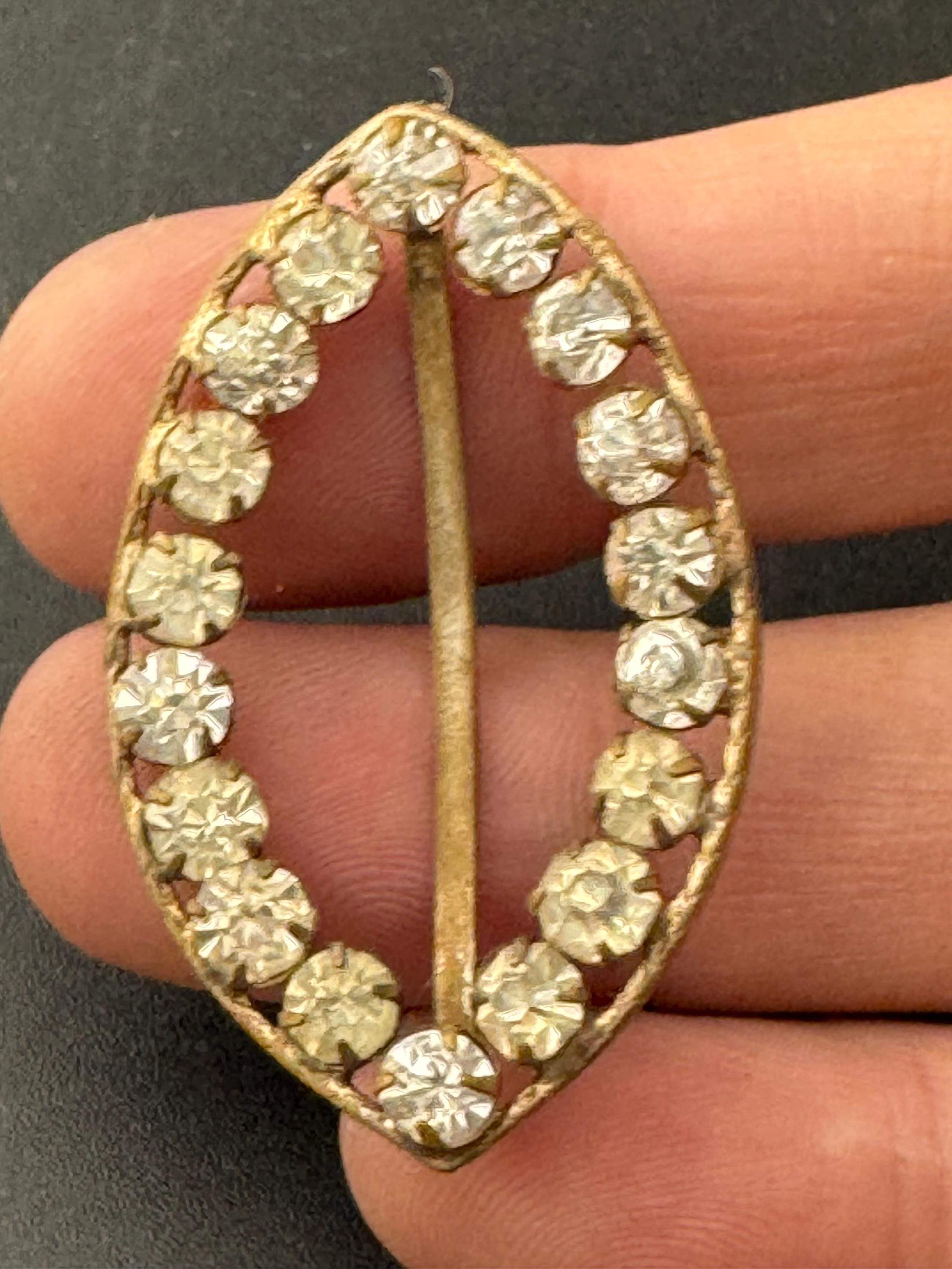 Vintage Czech Diamante Belt Buckle: Gold Tone Rhinestone Wedding Sash