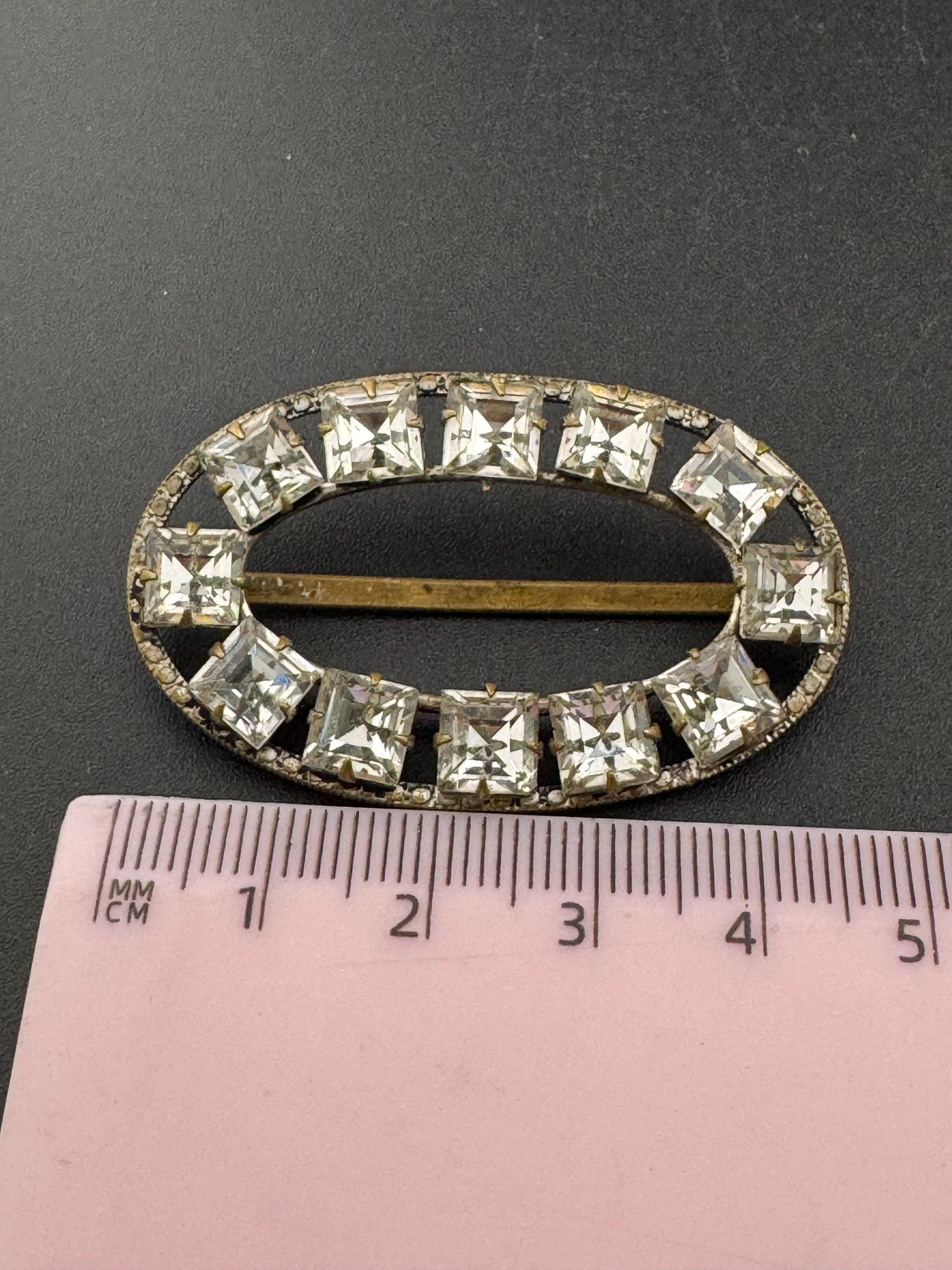 vintage Czech gold tone claw set square Clear Glass Diamante Belt Buckle, old paste rhinestone  Wedding Adornment choker Fitting