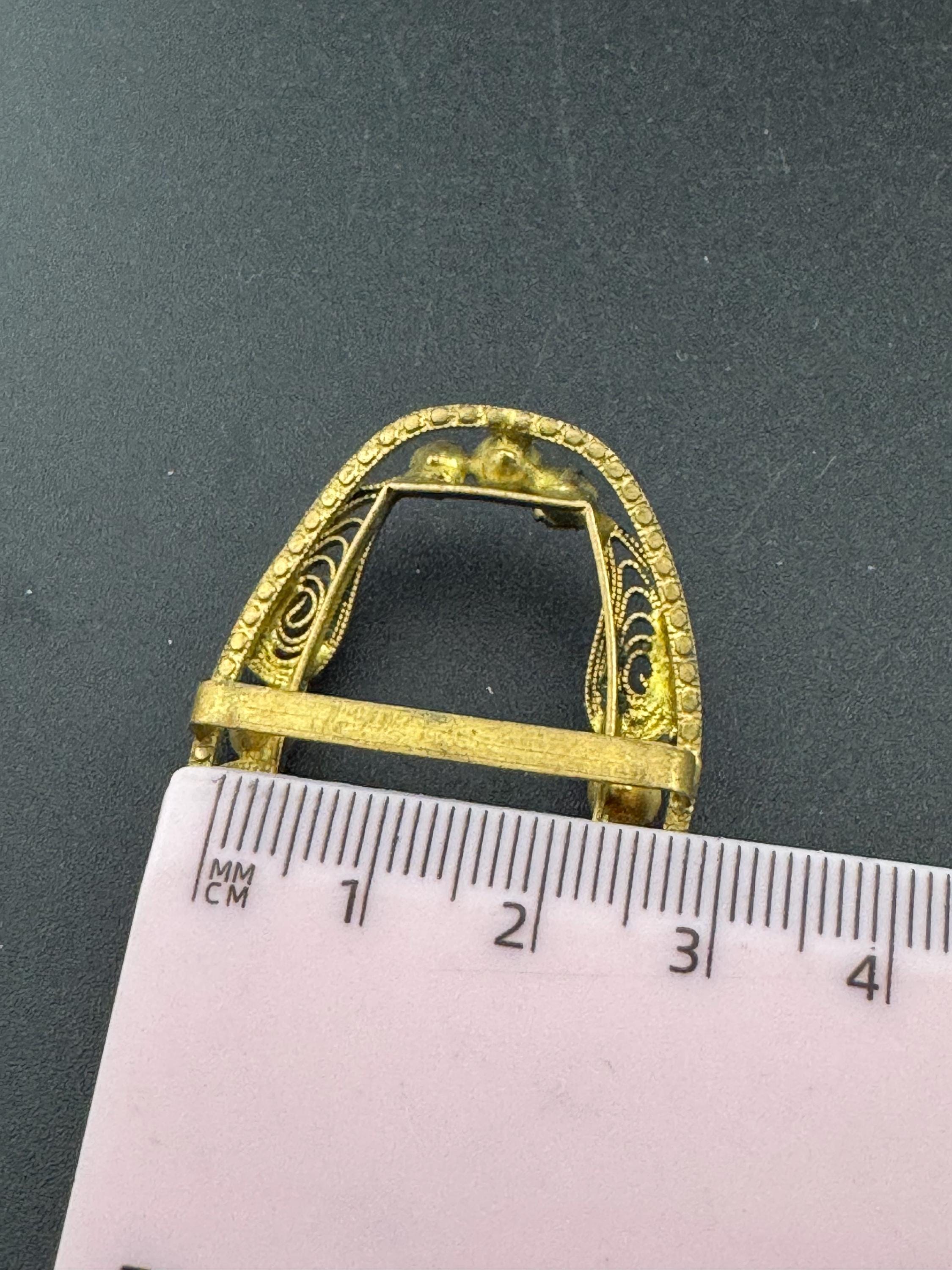 Antique Crystal rainbow Paste diamanté brass filigree Czech belt buckle 1920s