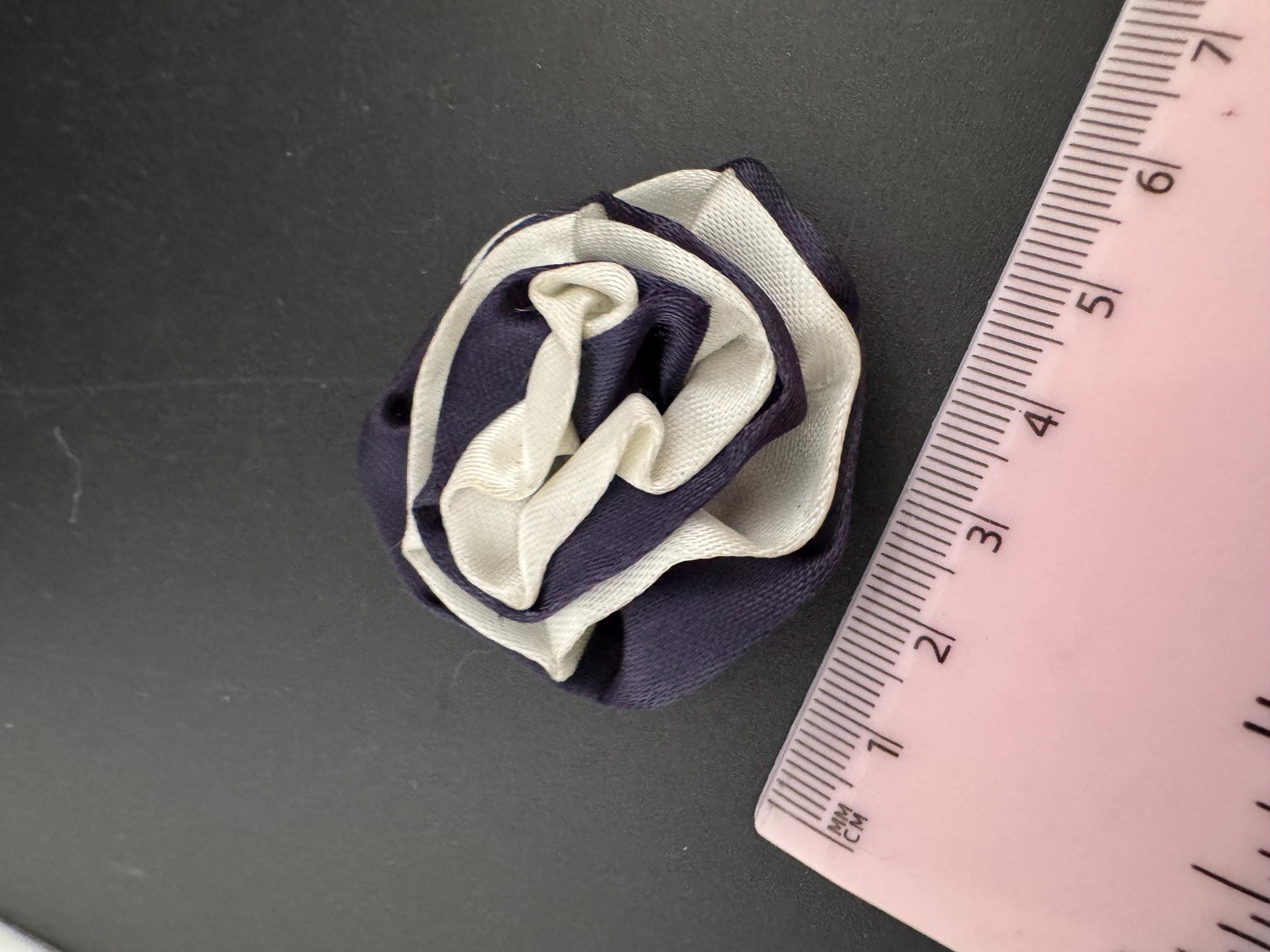Vintage French Ribbon Flower Shoe Clips: Navy Blue & White 1980s