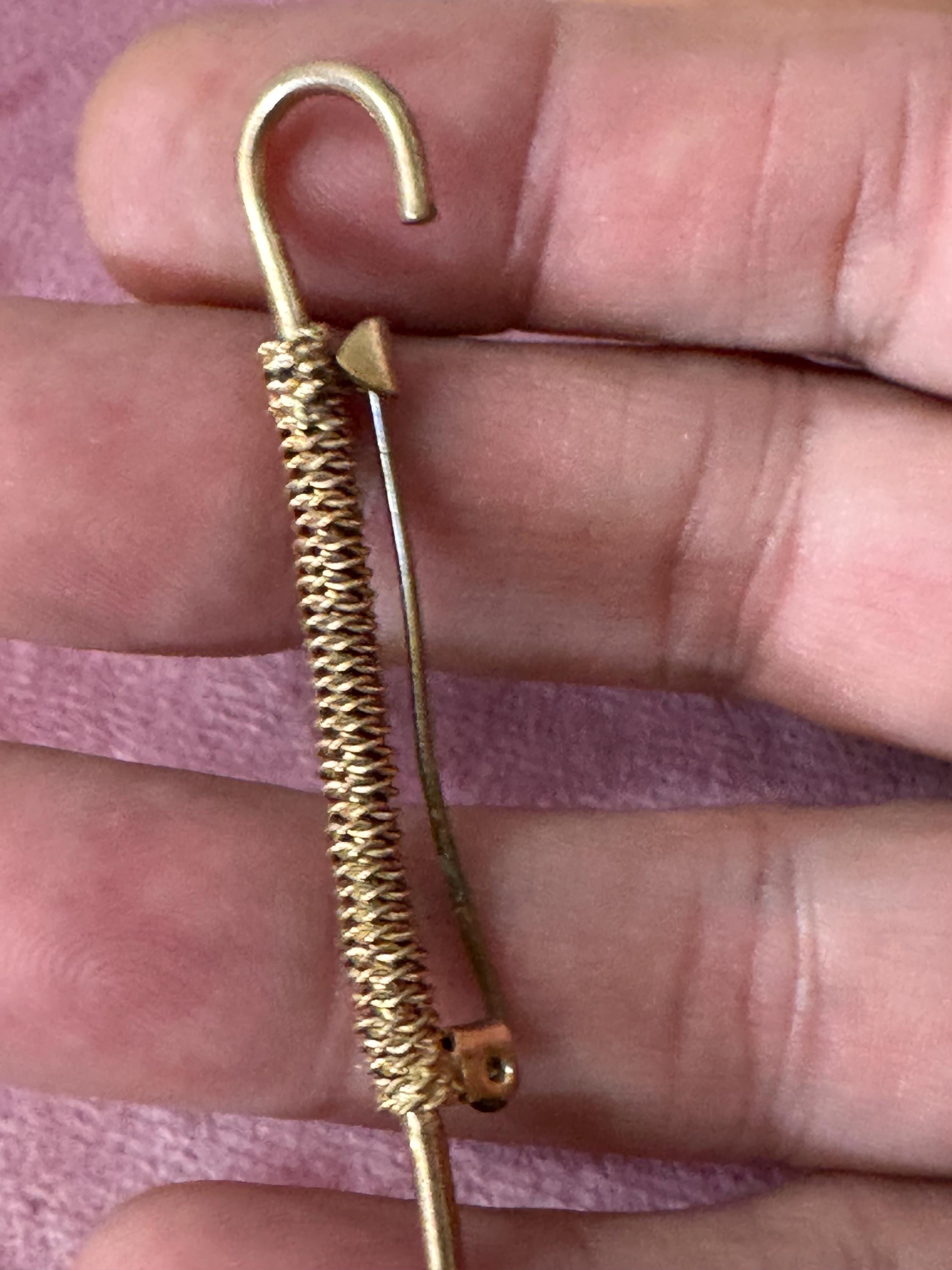 Antique Czech gold tone brass metal  Novelty Parasol Umbrella brooch roll  1920s 1930s