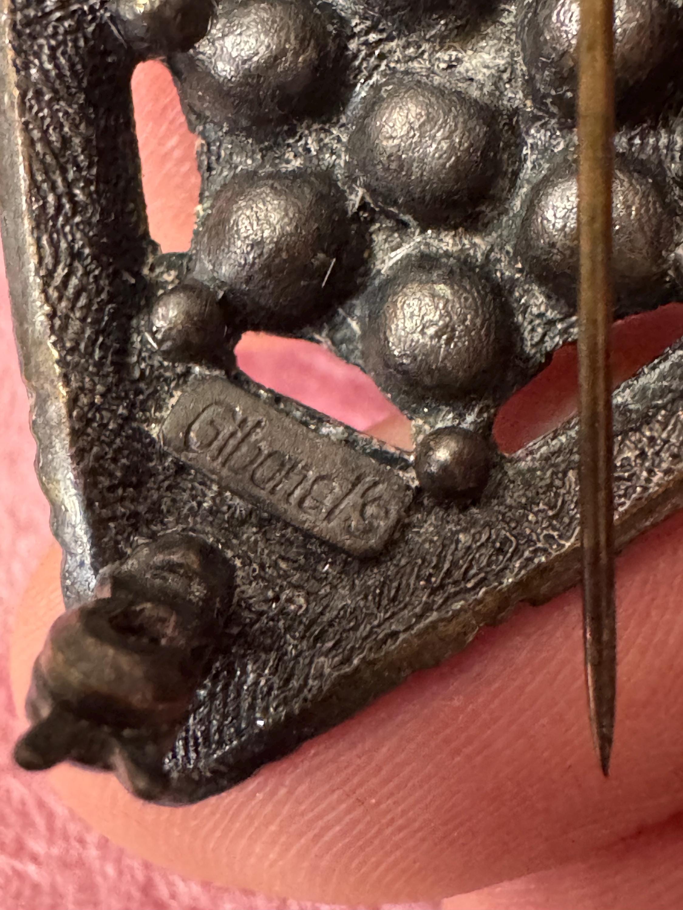 Vintage signed gibonels  ruby sapphire and clear Rhinestone diamanté paste brooch