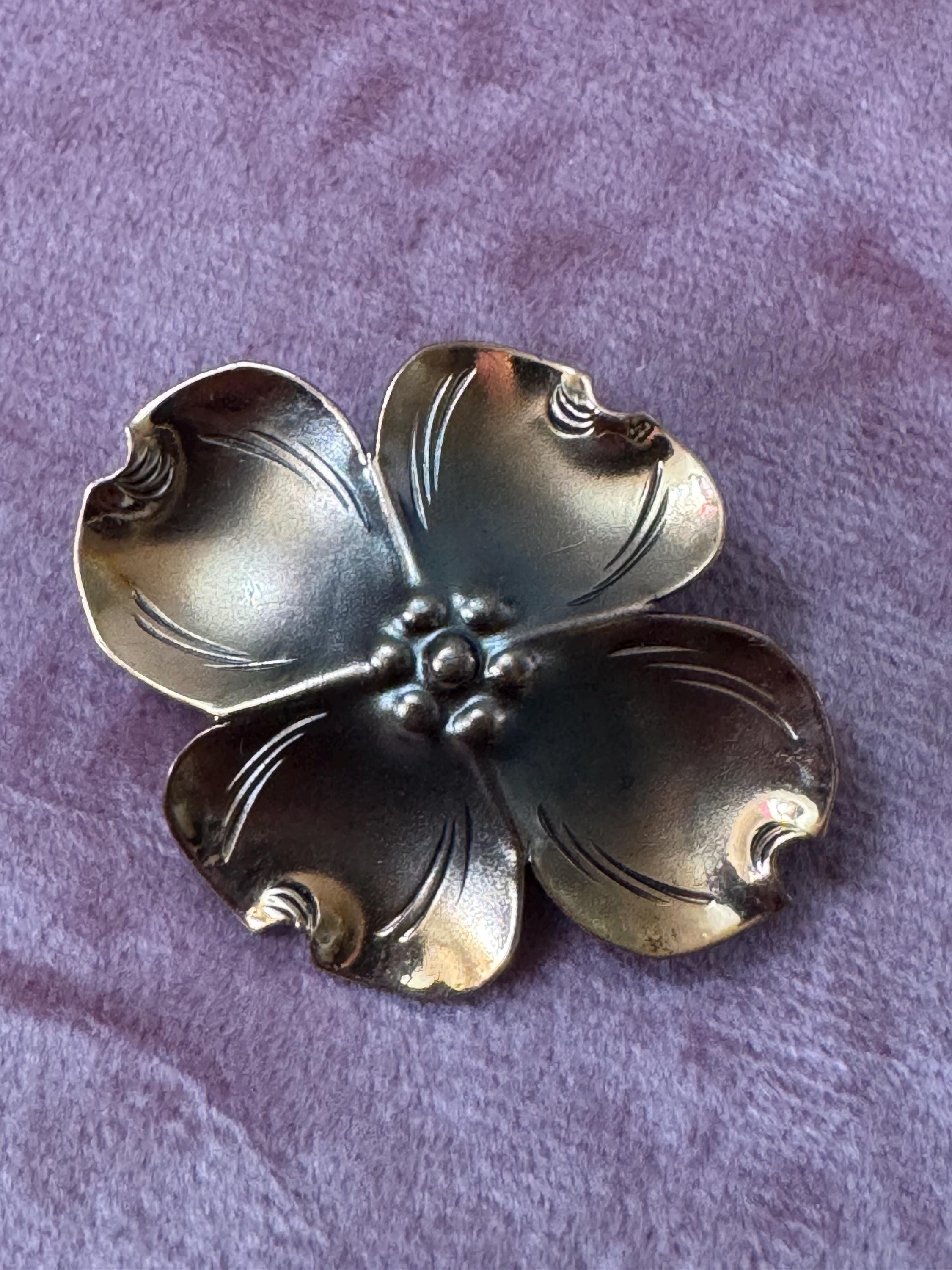 Vintage Stuart NYE Copper Dogwood Blossom Brooch Pin signed