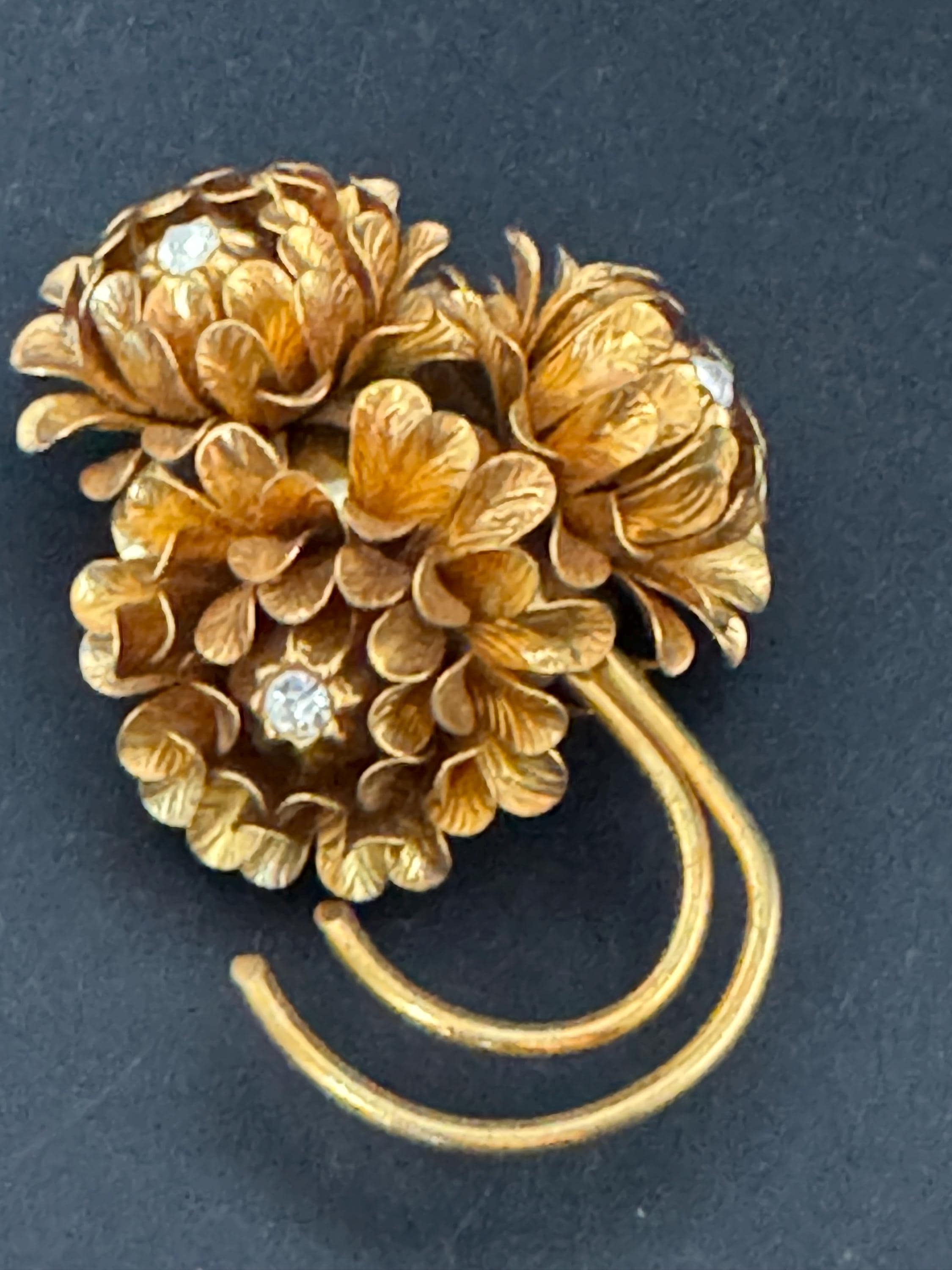 Antique large Art Deco brass fur Pin Clip Early 1930s 1940s faux furs