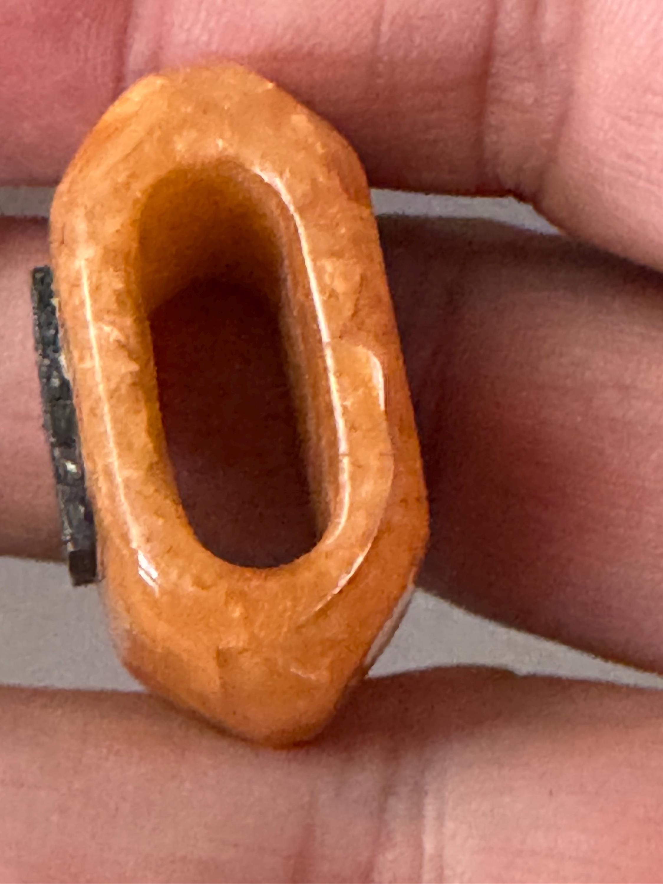 Art Deco Celluloid Scarf Ring: Faux Tortoiseshell Marcasite Monogram