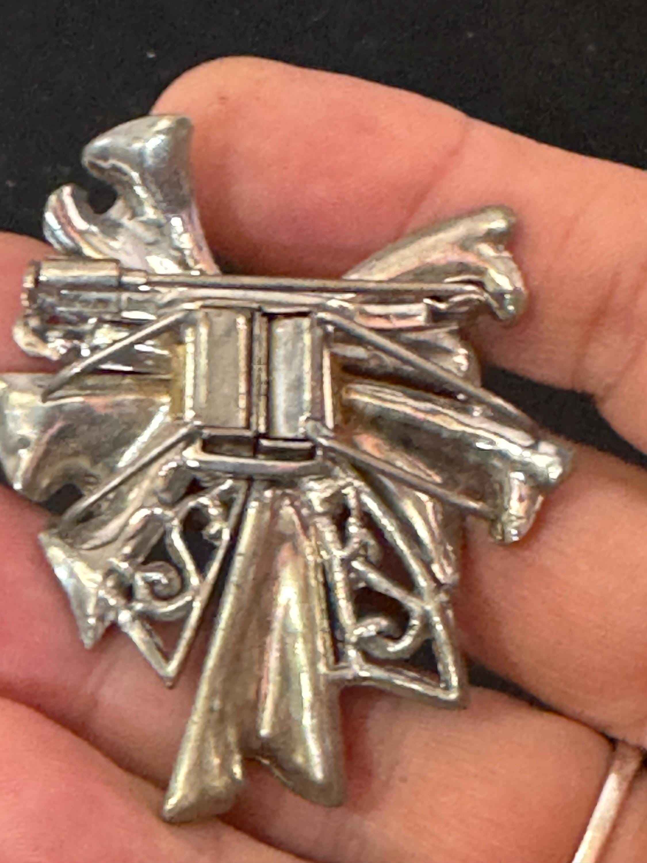 Art Deco Marcasite Duette Brooch Clips: Silver Chrome Dress Fur Clips