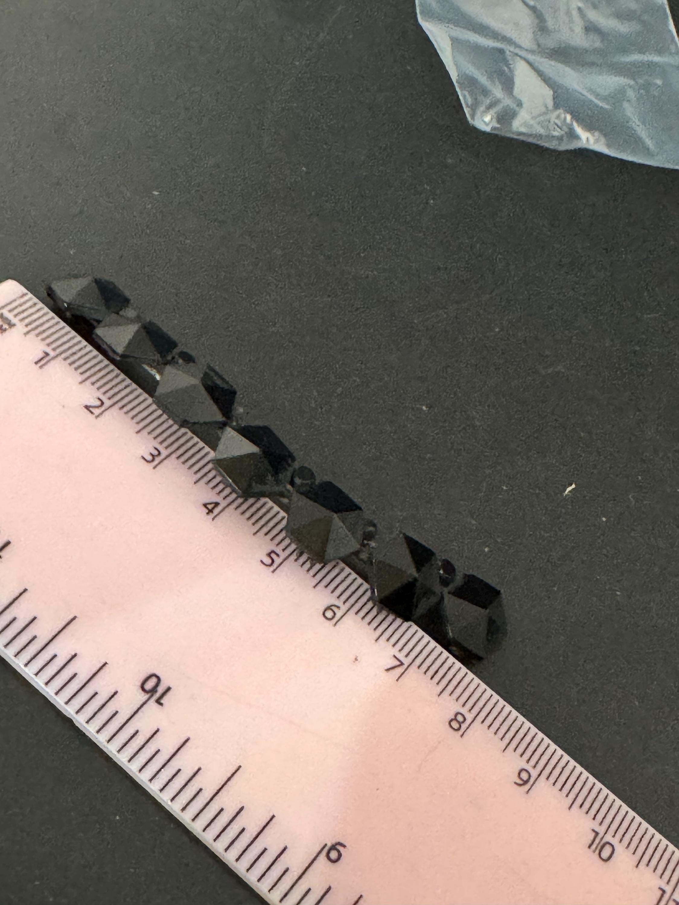 As found Antique 1900s Victorian black Vauxhall glass gexagonal bar brooch