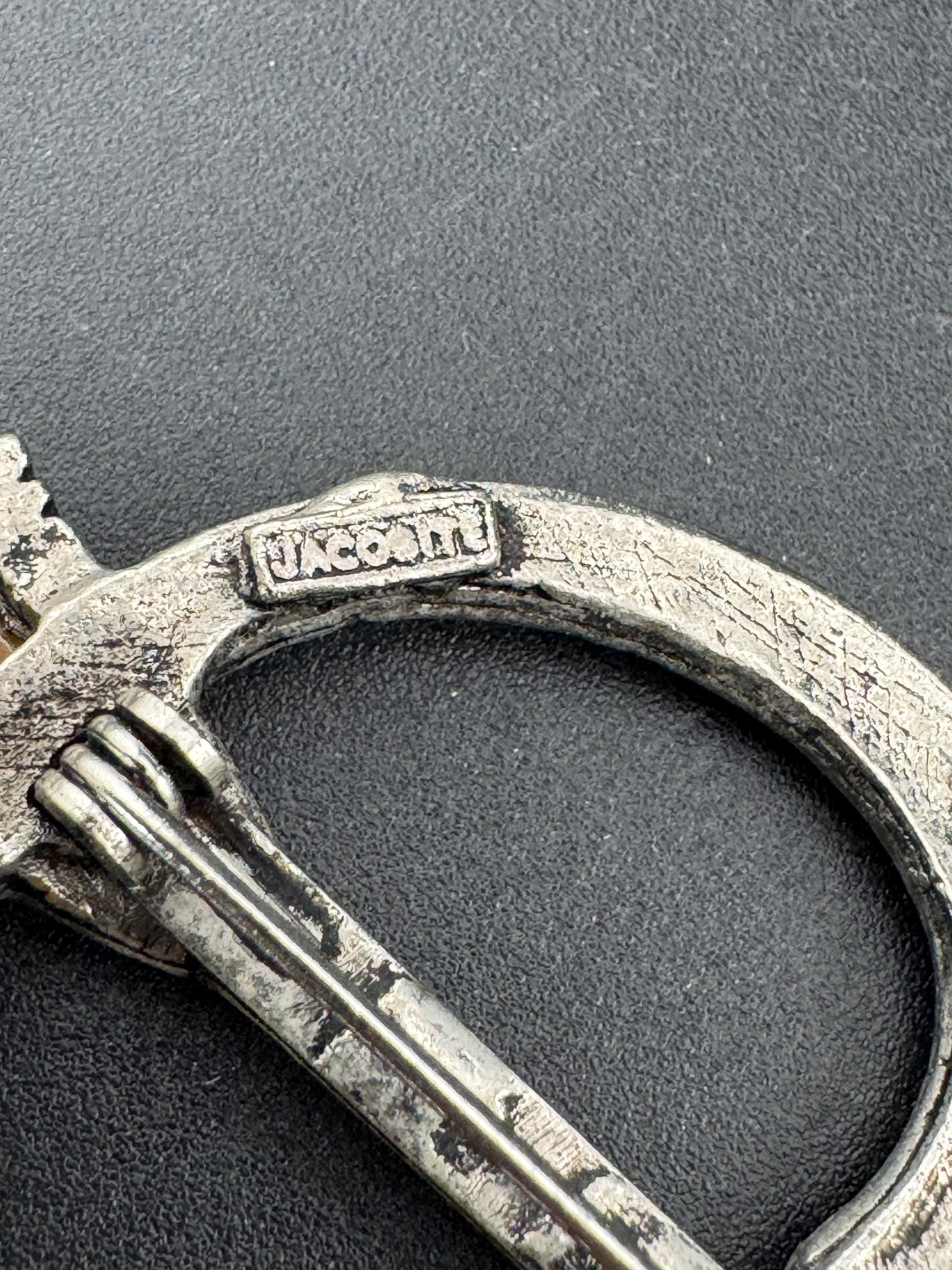 Signed Jacobite Vintage silver tone Scottish Celtic sword brooch