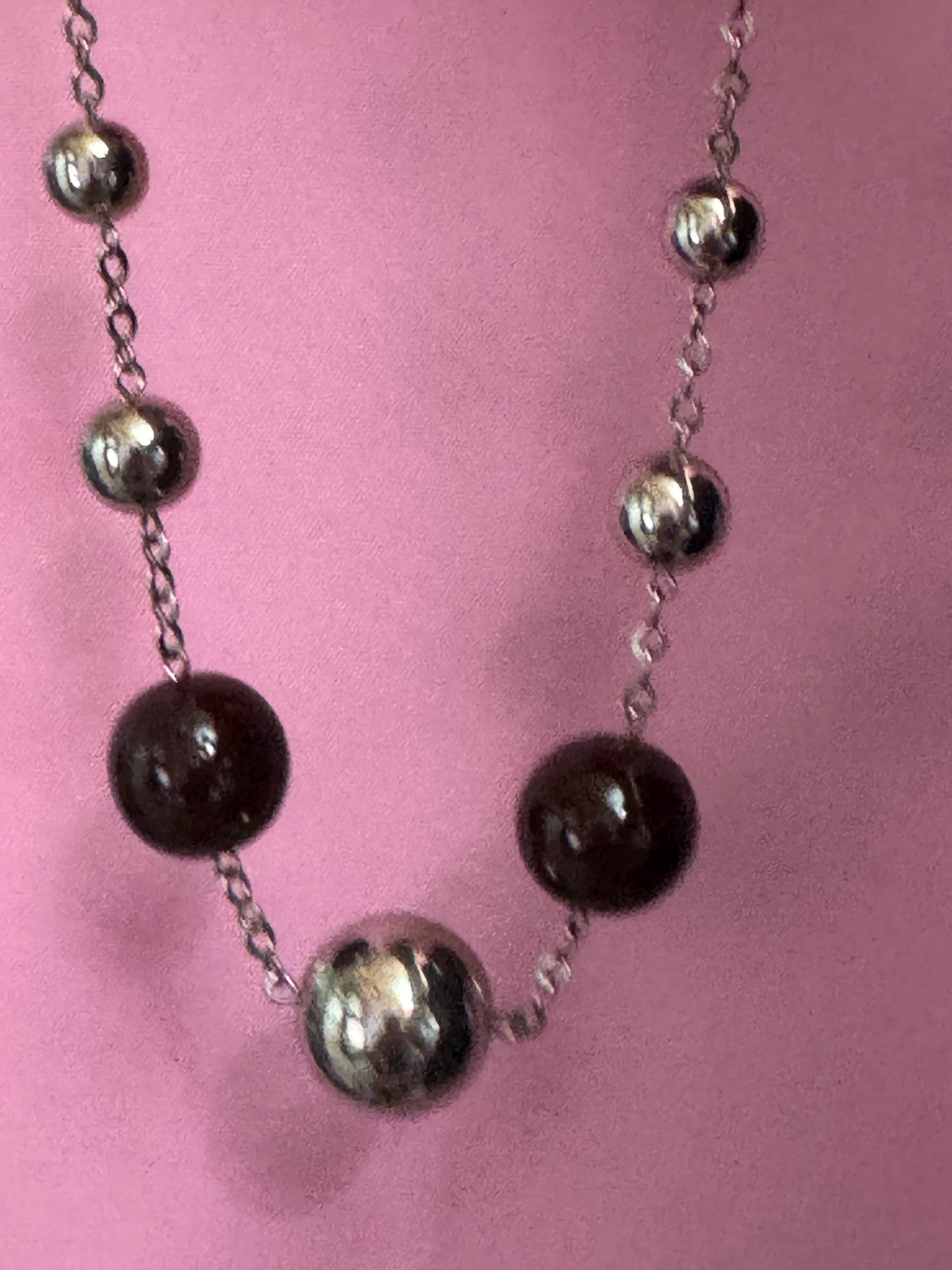 Czech Glass Beaded Necklace: Art Deco Chrome Silver, 1920s Style