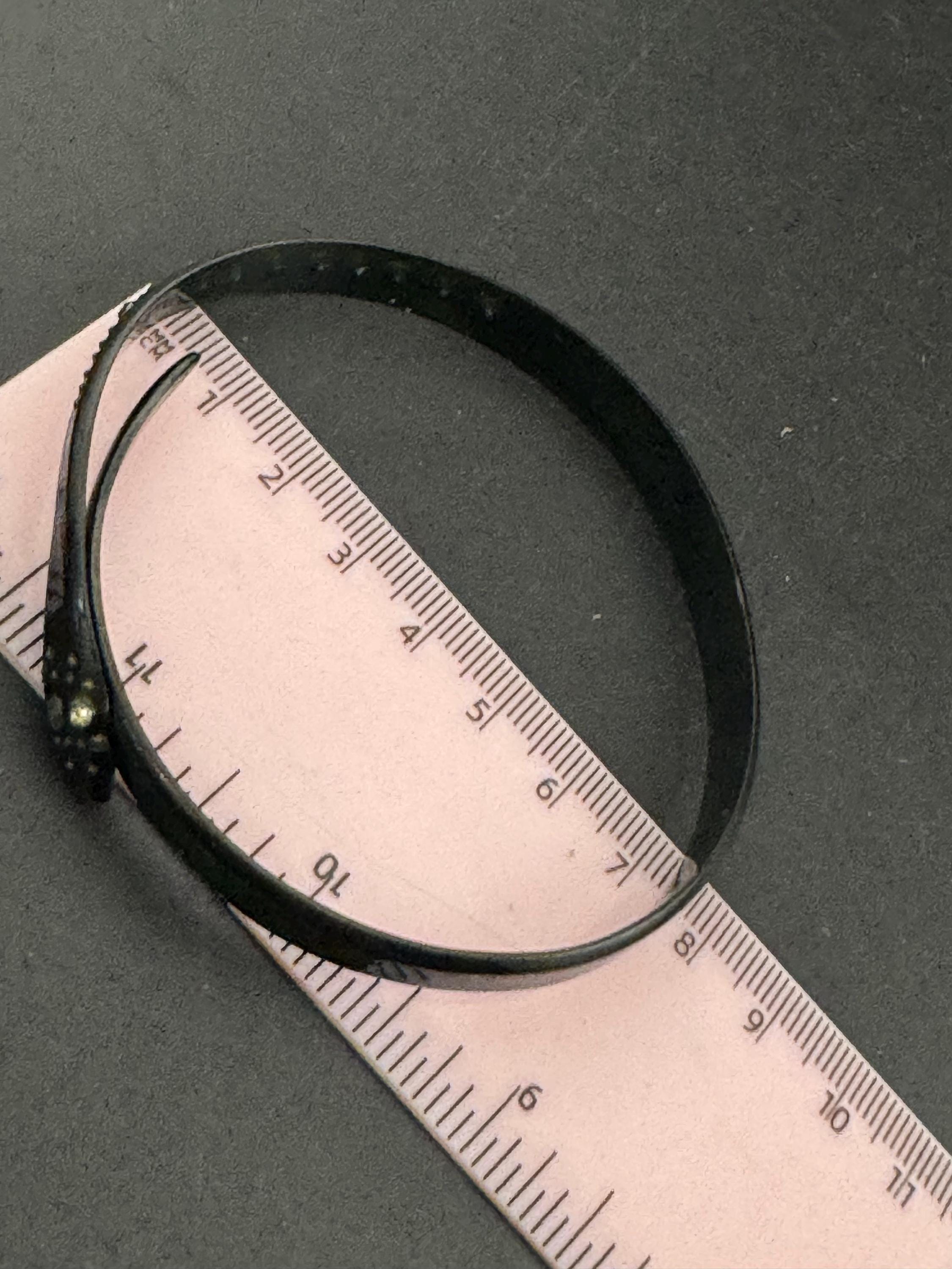 Antique Art Deco Galalith Snake Bangle: Diamante Paste, Celluloid Plastic
