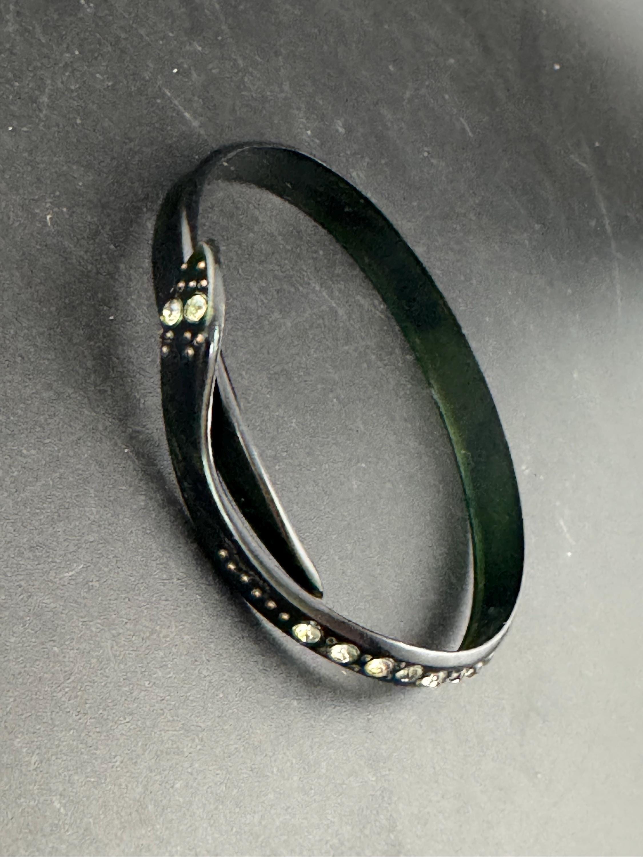Antique Art Deco Galalith Snake Bangle: Diamante Paste, Celluloid Plastic