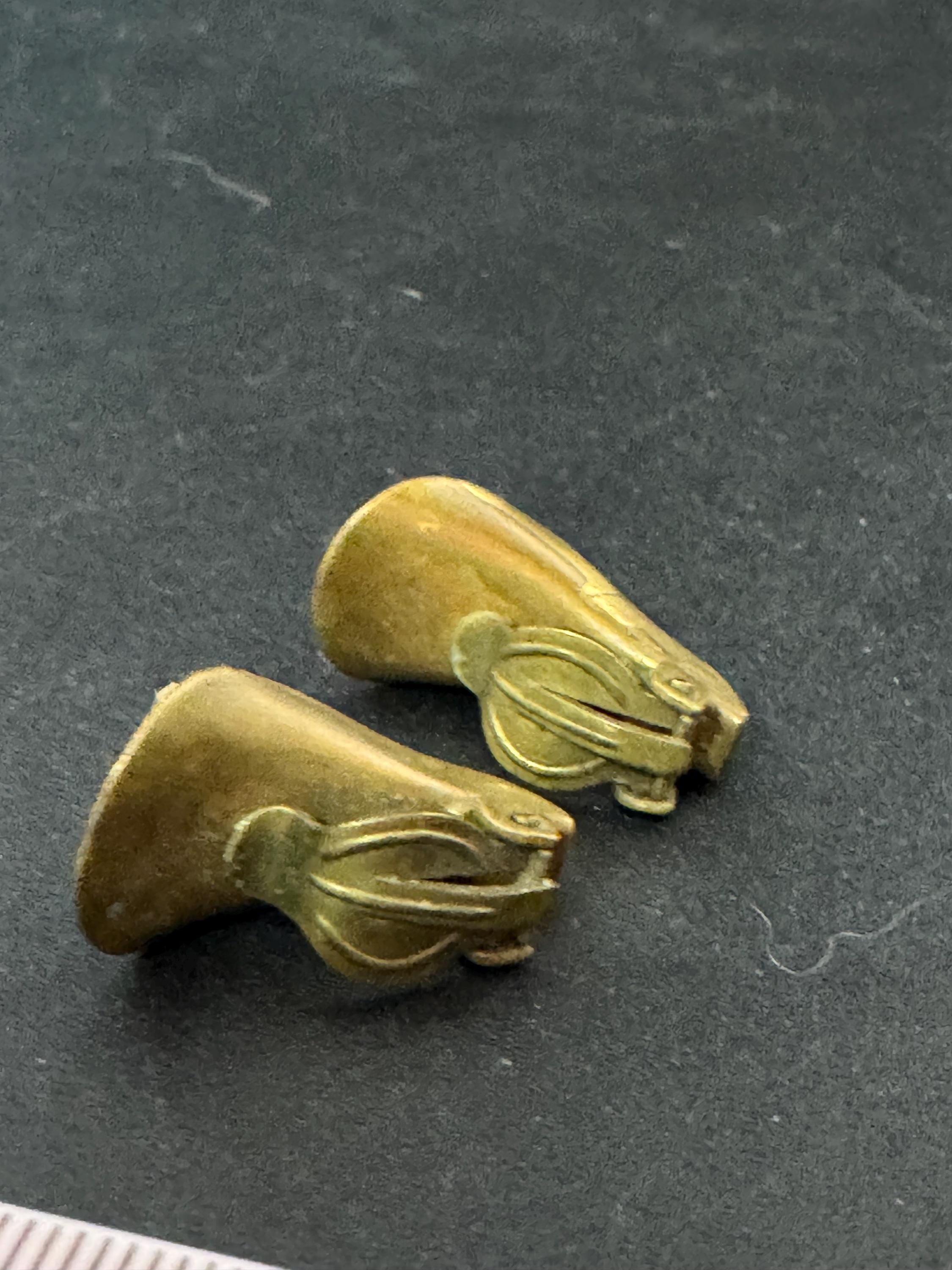 Antique Vintage Czech Gold brass Metal brass diamante clip on earrings Edwardian Art Deco 1920s 1930s