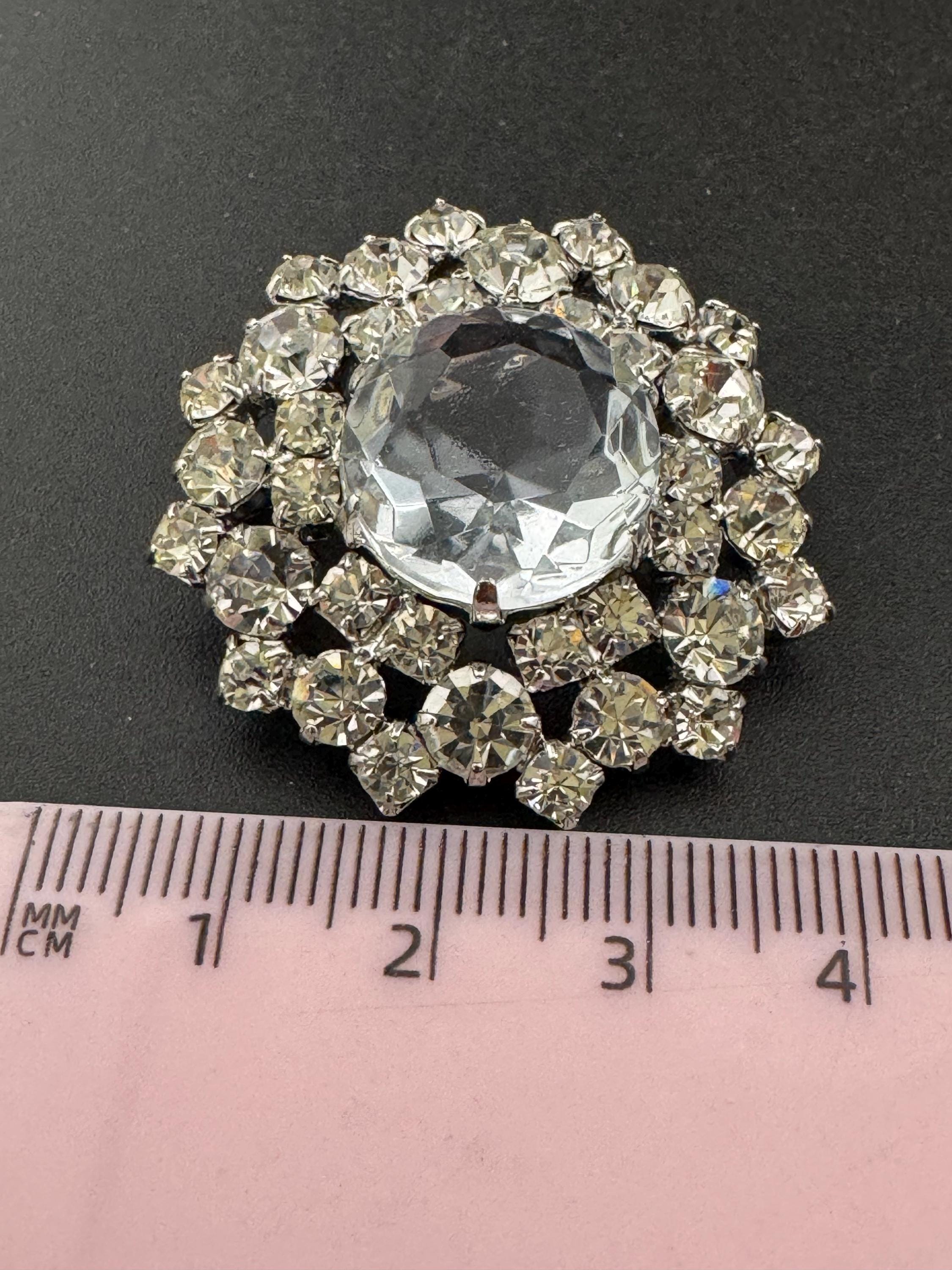 Vintage Swarovski Crystal Brooch: 1980s Silver Diamanté