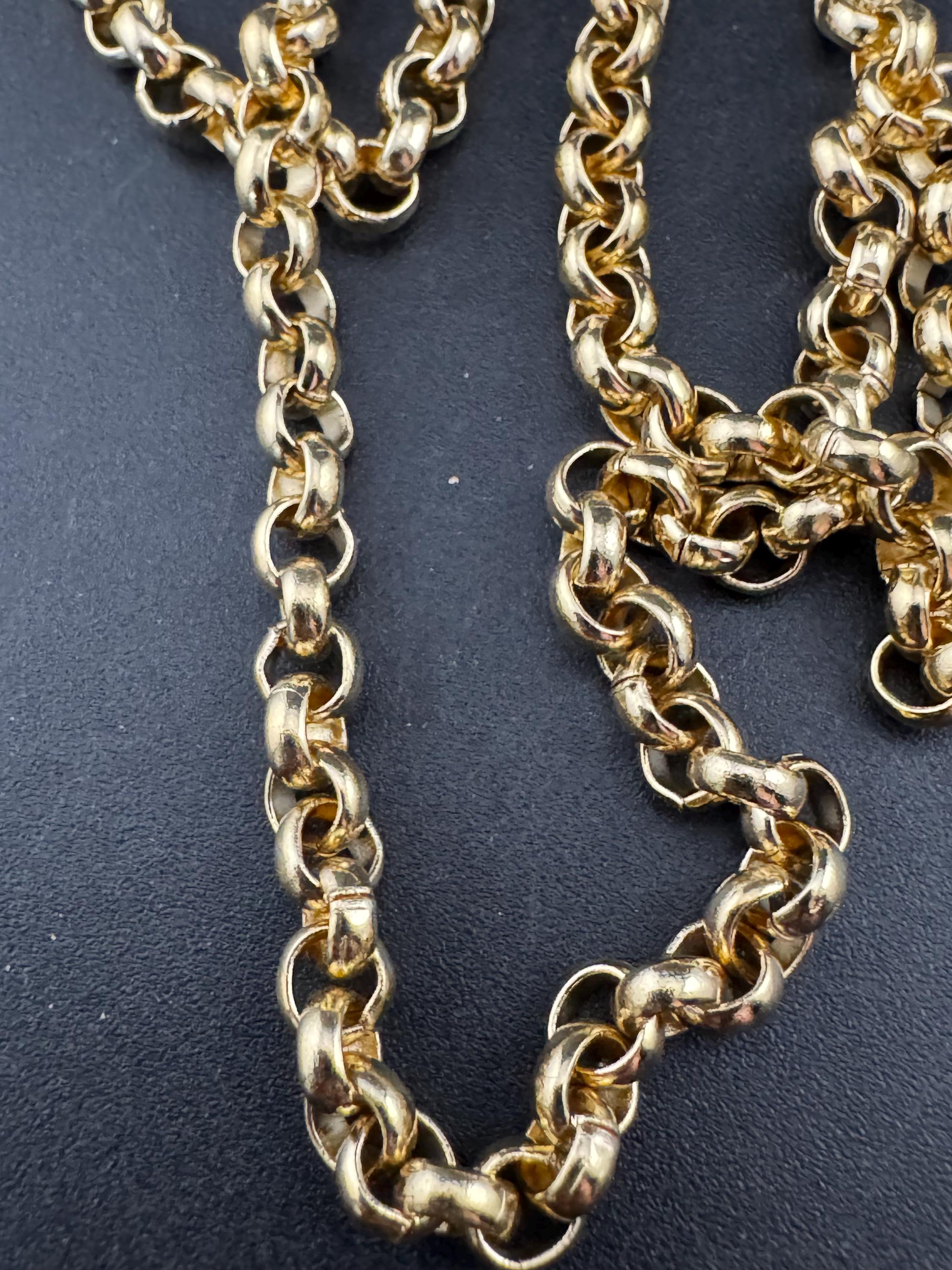 Vintage 80s Gold Plated Belcher Chain Necklace: 120cm Long