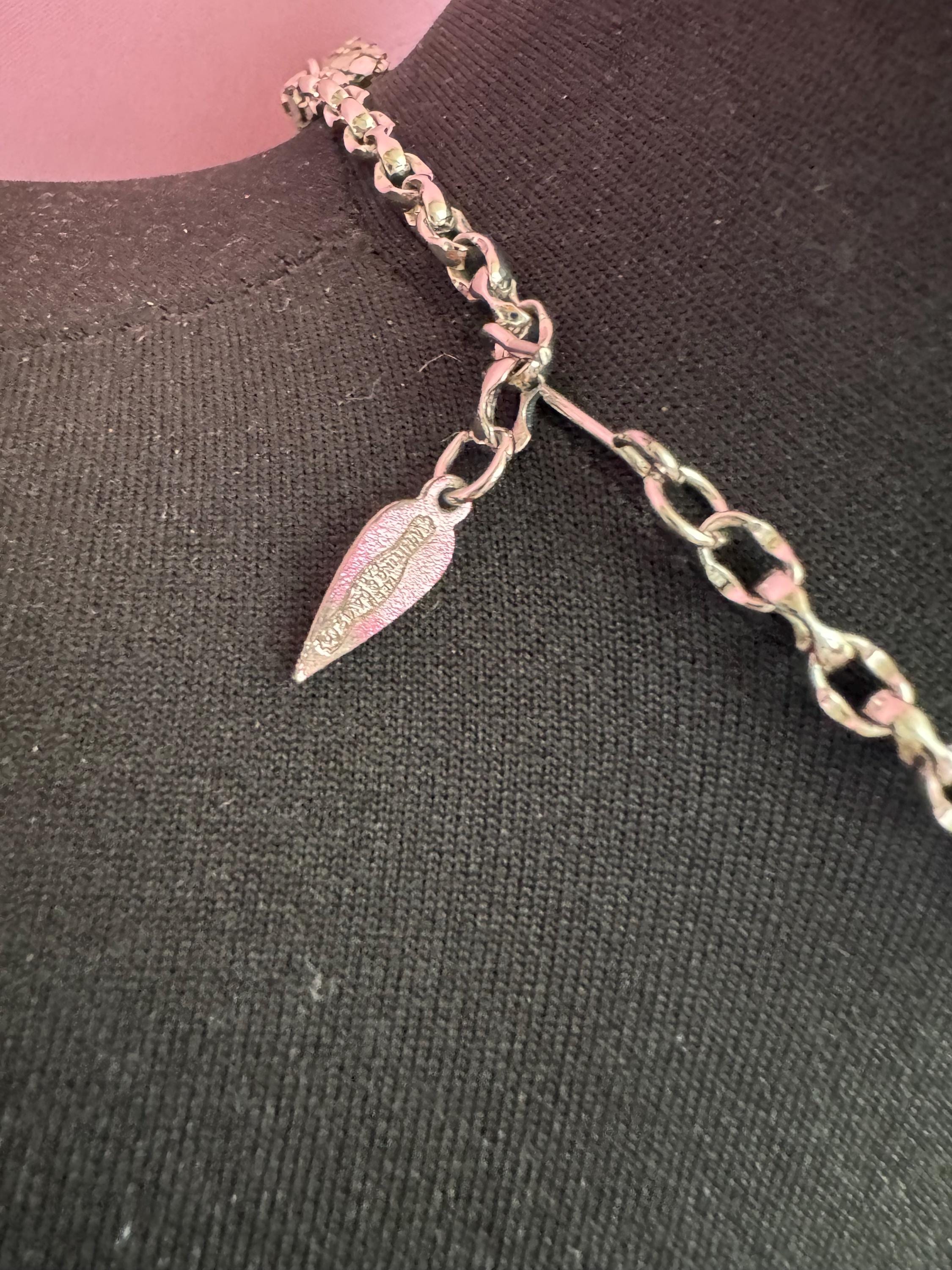 Signed whiting and Davis vintage silver plated mesh choker bib necklace