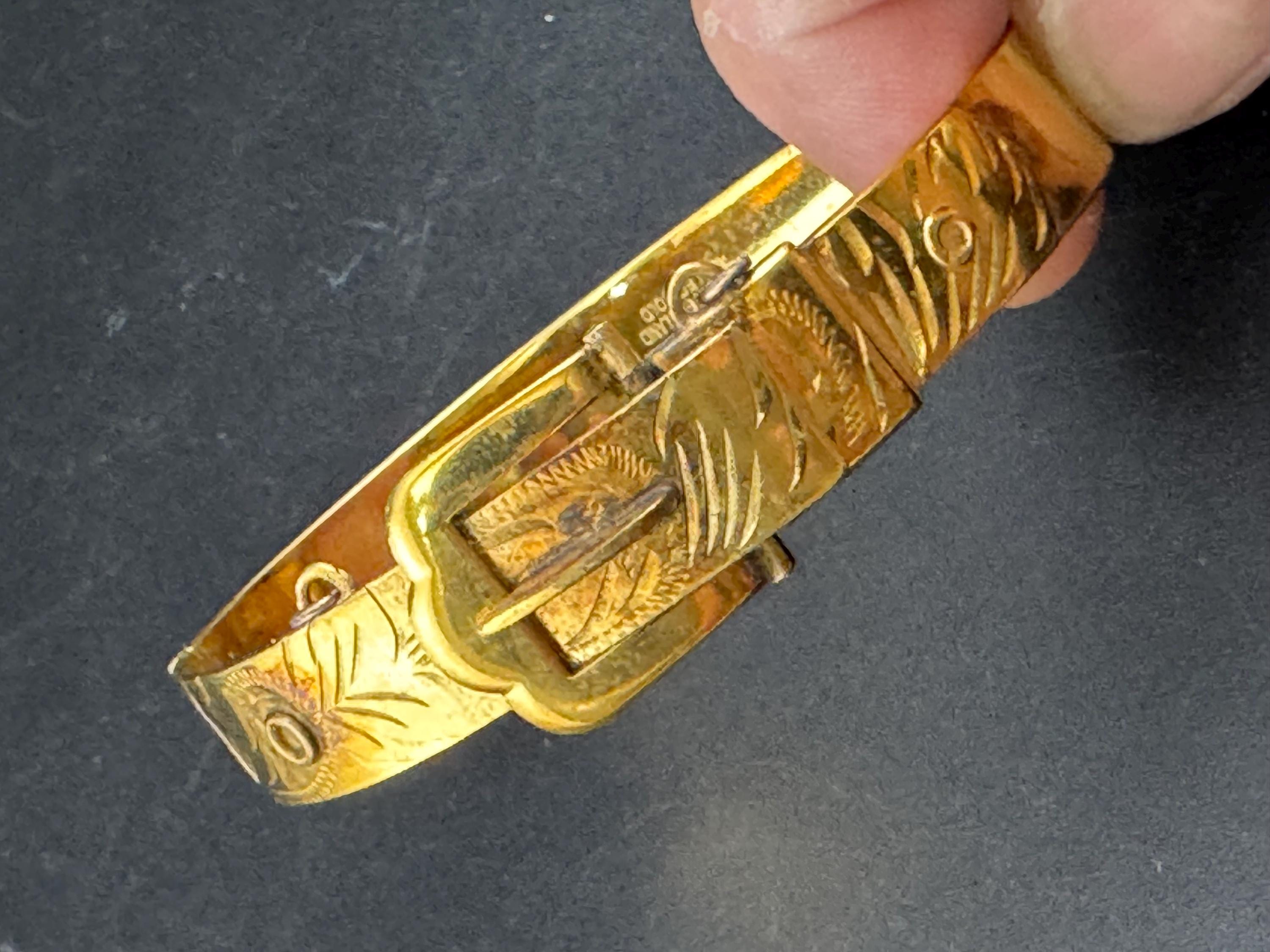 Vintage English Rolled gold etched floral bangle 15mm at widest