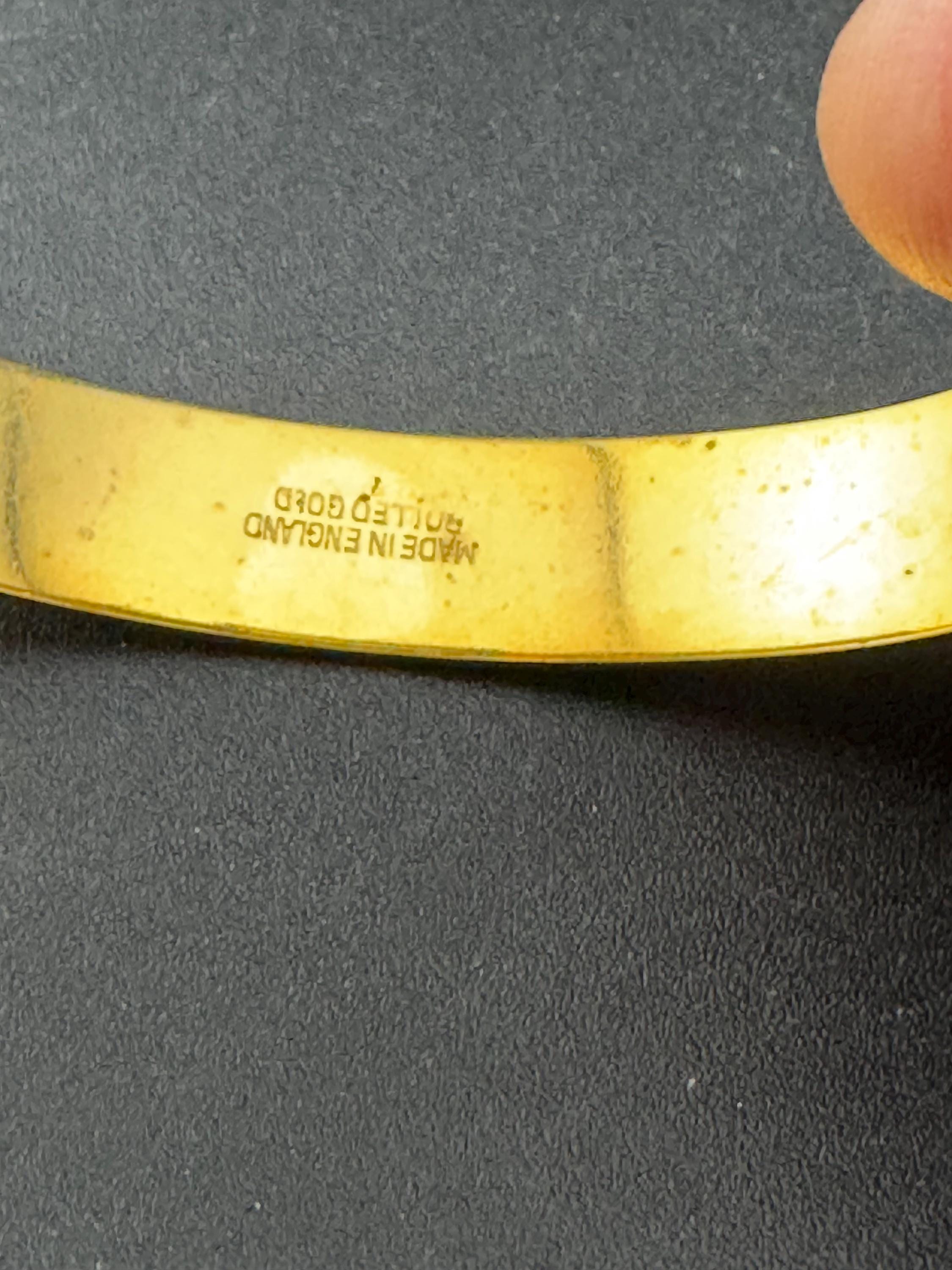 Vintage English Rolled gold etched floral bangle 15mm at widest