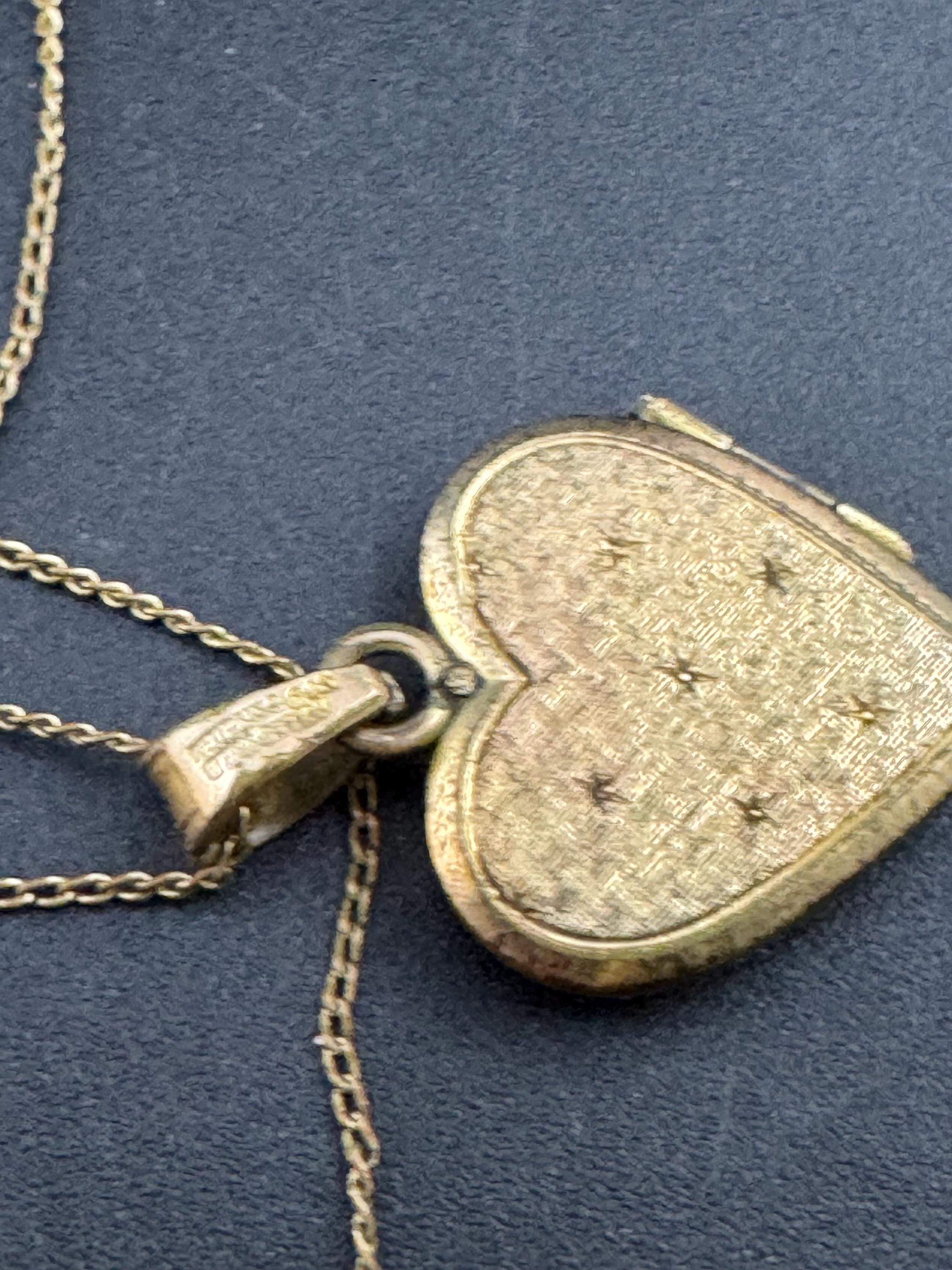 Vintage Rolled Gold Heart Locket Necklace: Engraved Andreas Daub, 58cm Chain
