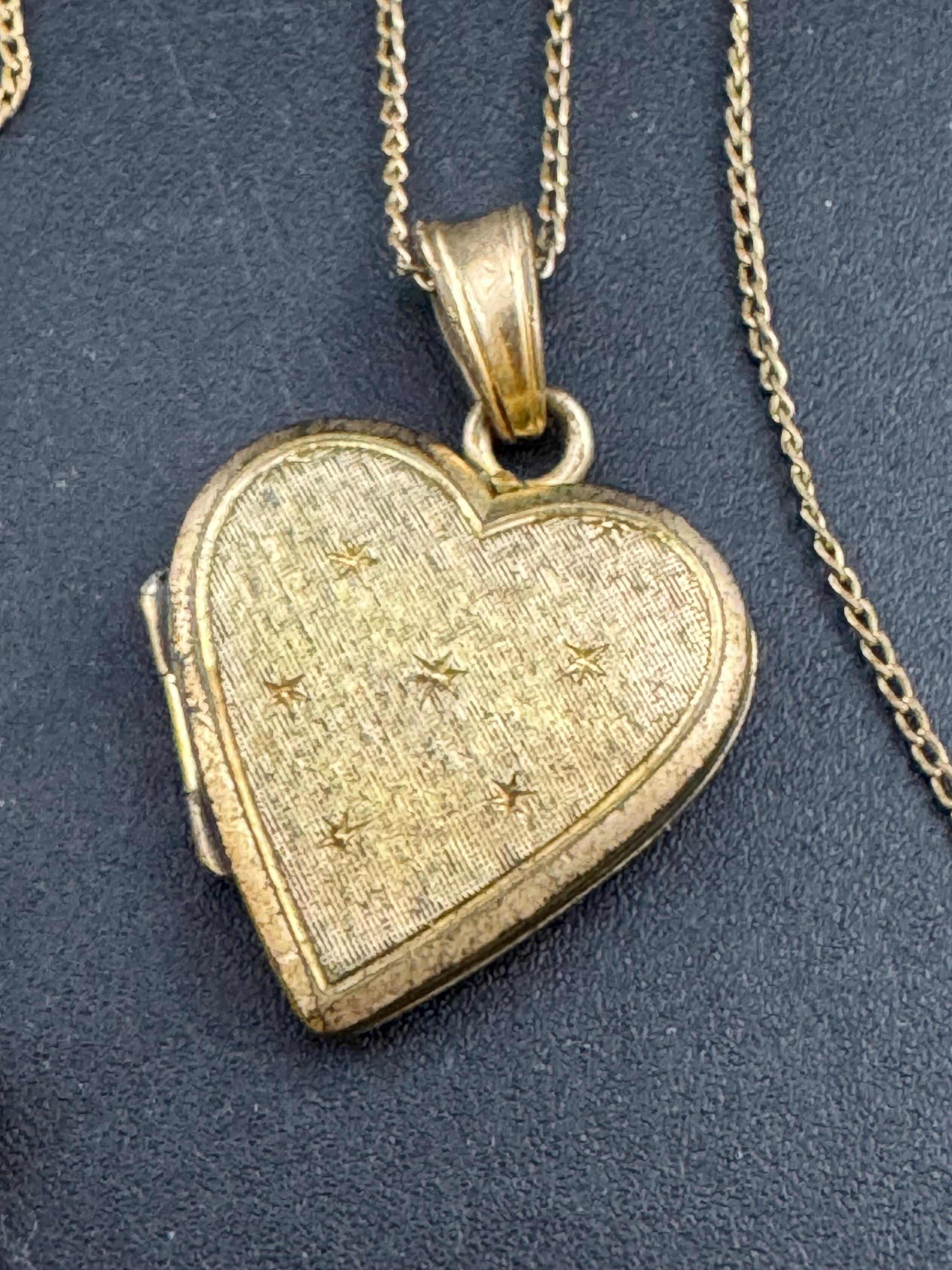 Vintage Rolled Gold Heart Locket Necklace: Engraved Andreas Daub, 58cm Chain