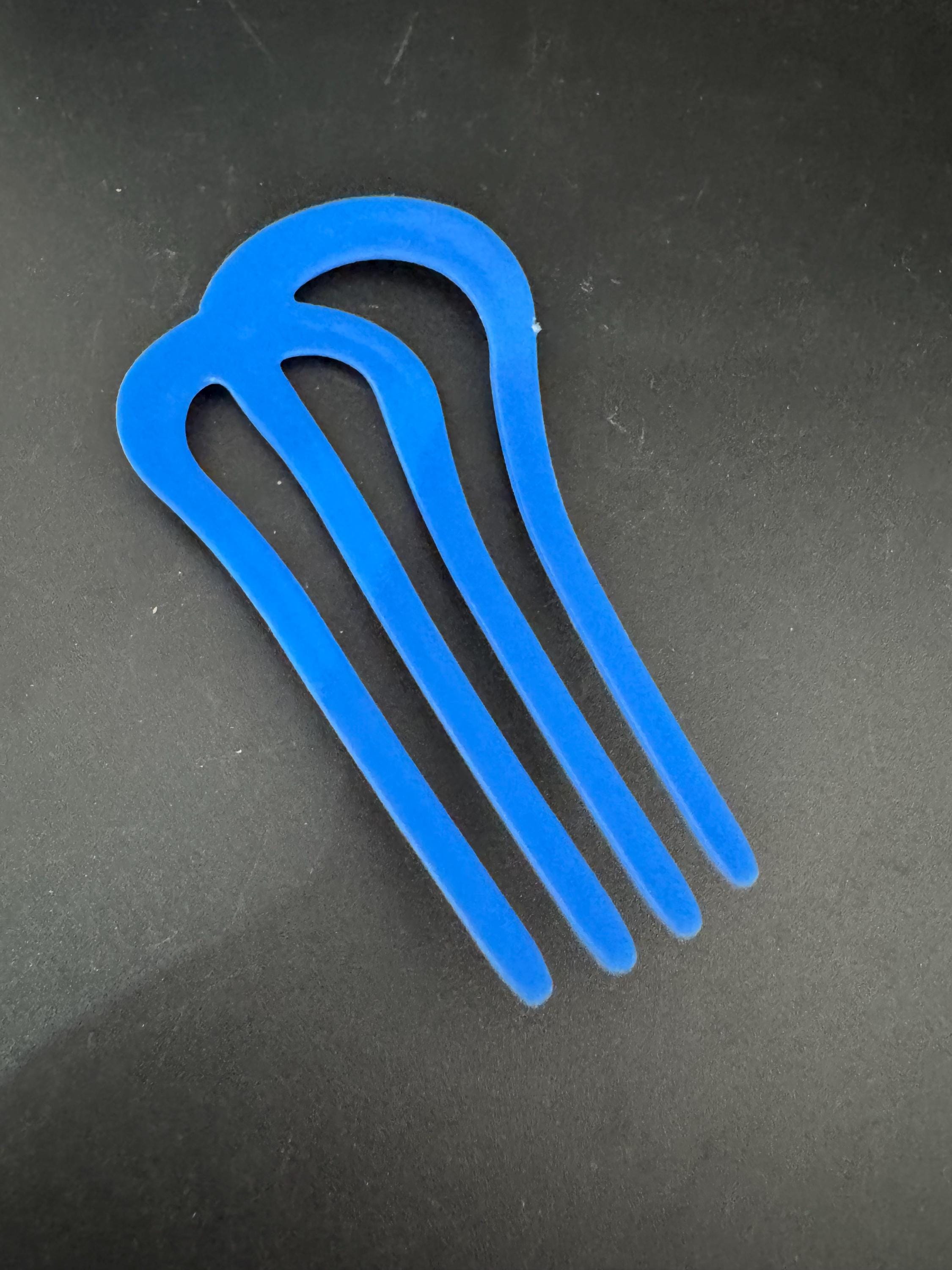 Vintage Blue Celluloid Chignon Bun Pin Hair Comb: Retro Bridal Style