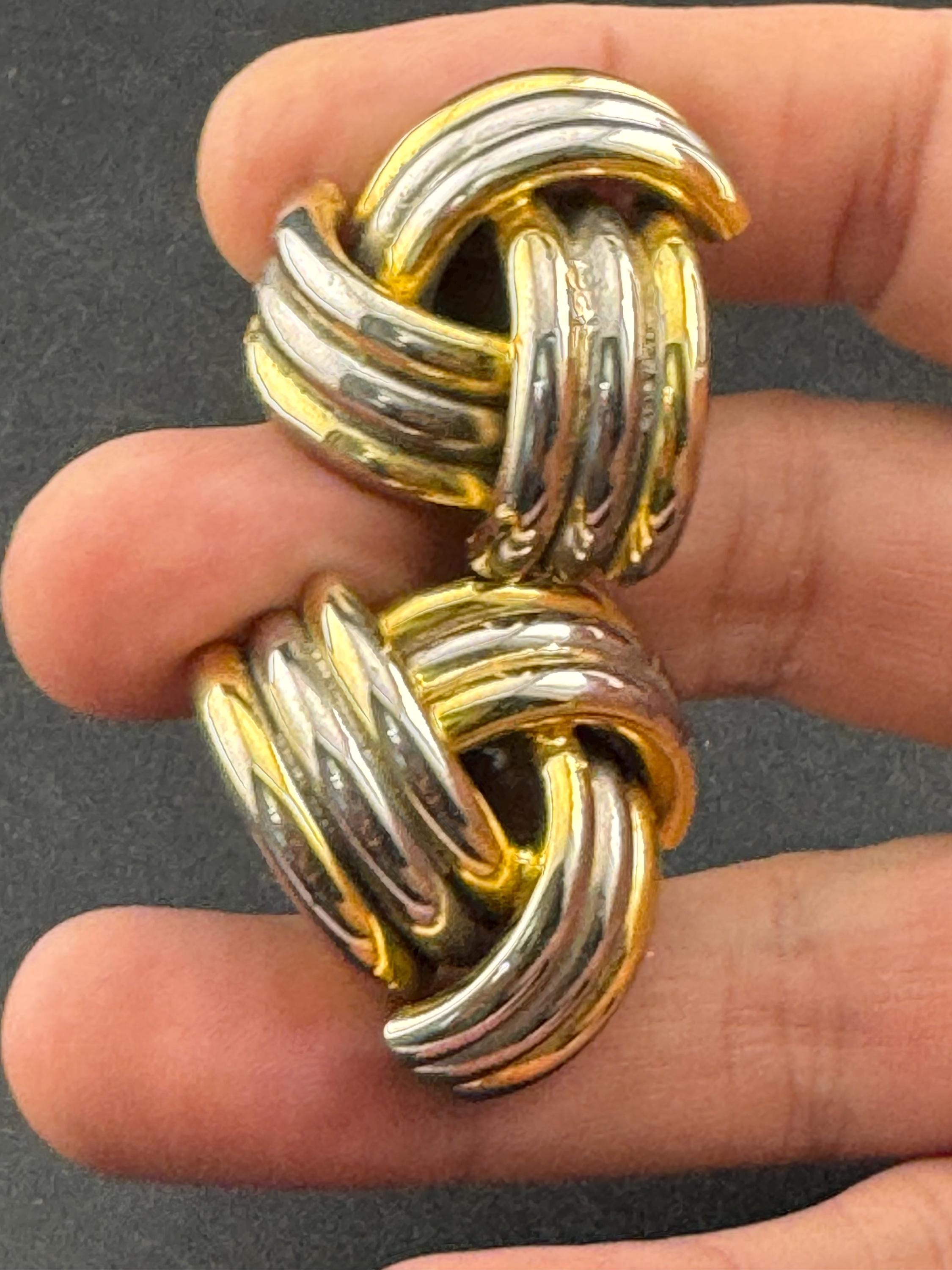 Vintage XL 3cm gold and silver tone tube metal oversized clip on stud earrings