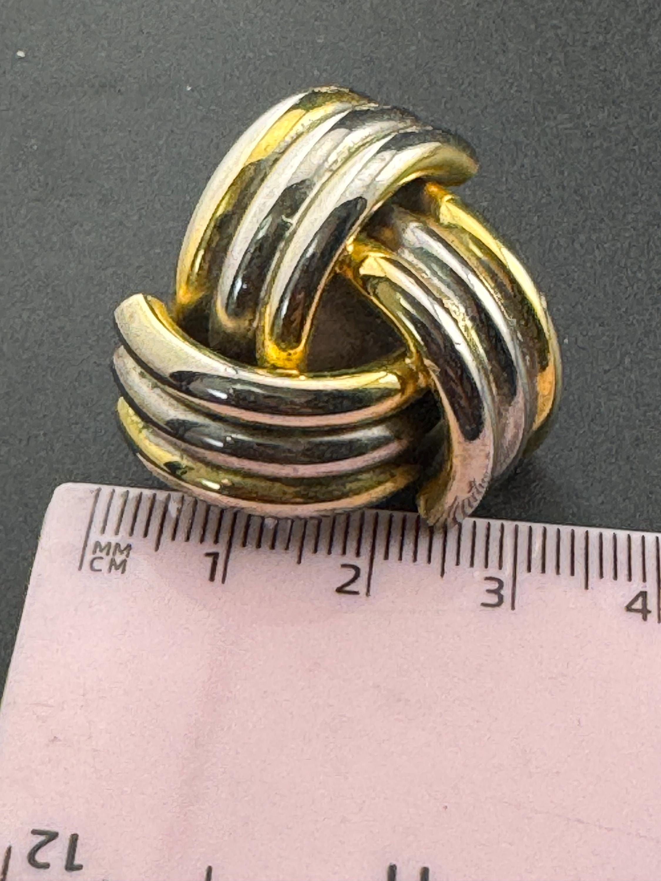 Vintage XL 3cm gold and silver tone tube metal oversized clip on stud earrings