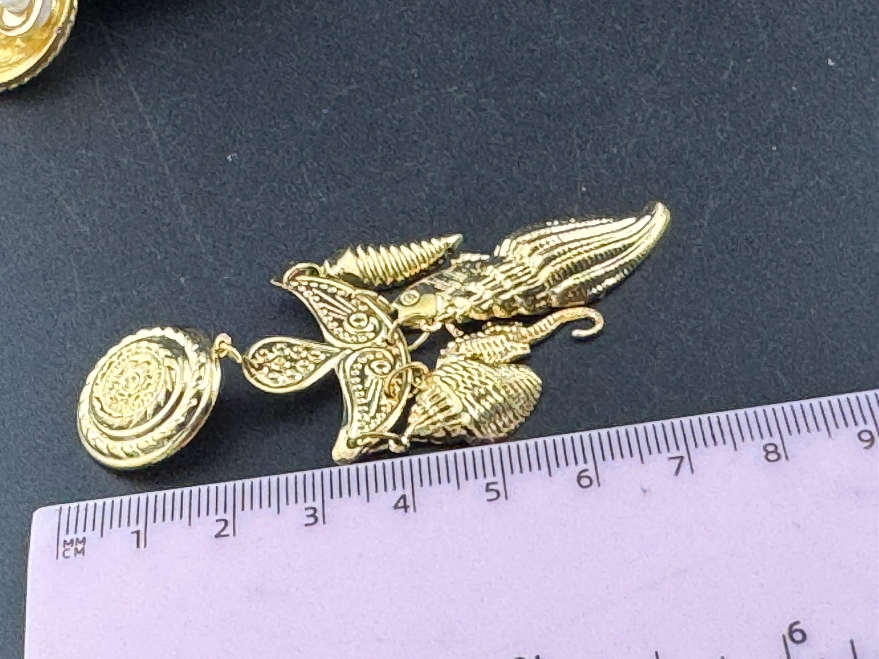 Vintage Gold Tone Nautical Fish Clip On Earrings: Lightweight Dangle