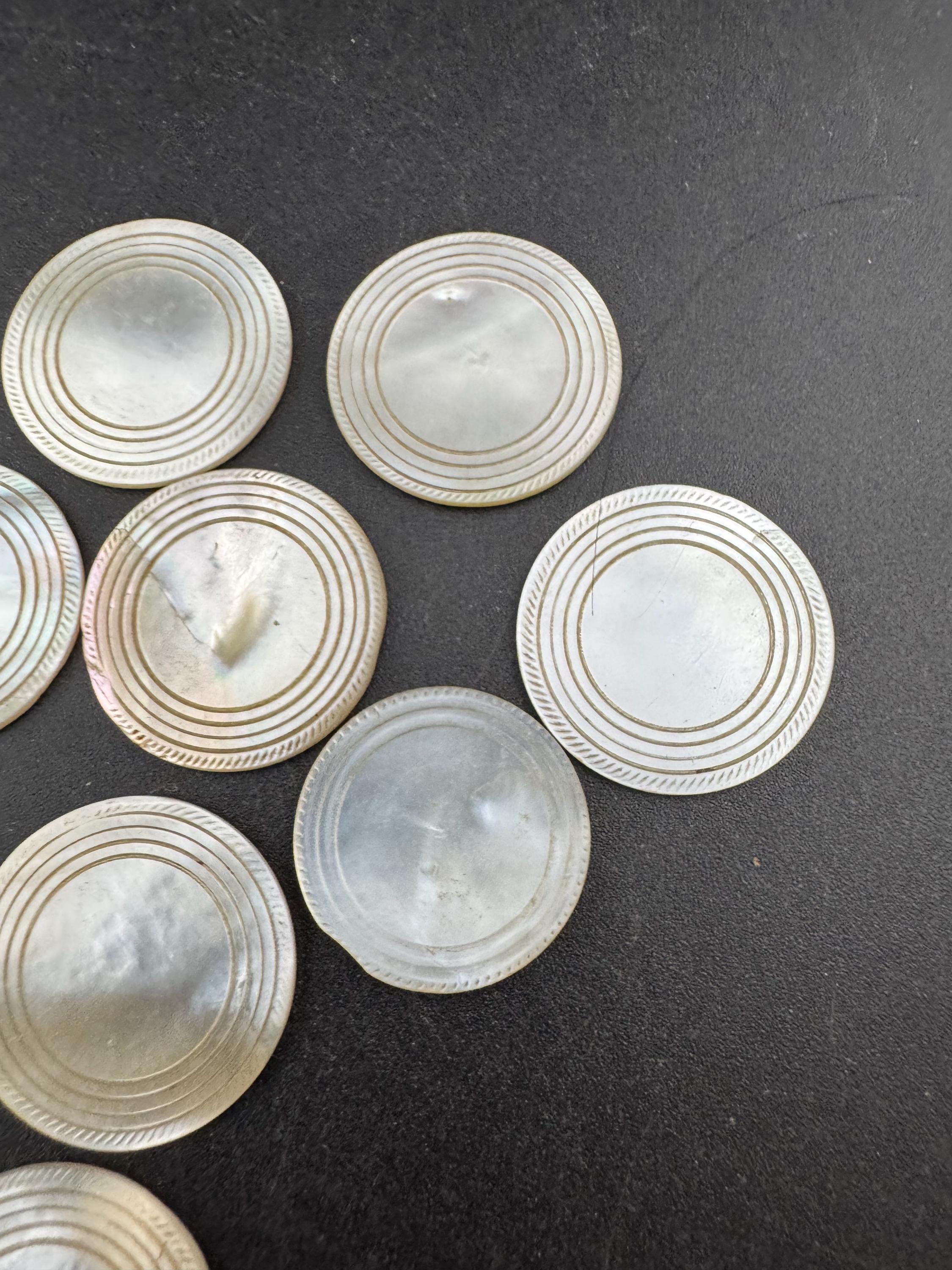 price per piece antique mother of pearl Chinese round gaming counters circa 17-1800s ideal for jewellery upcycle project Quing dynasty