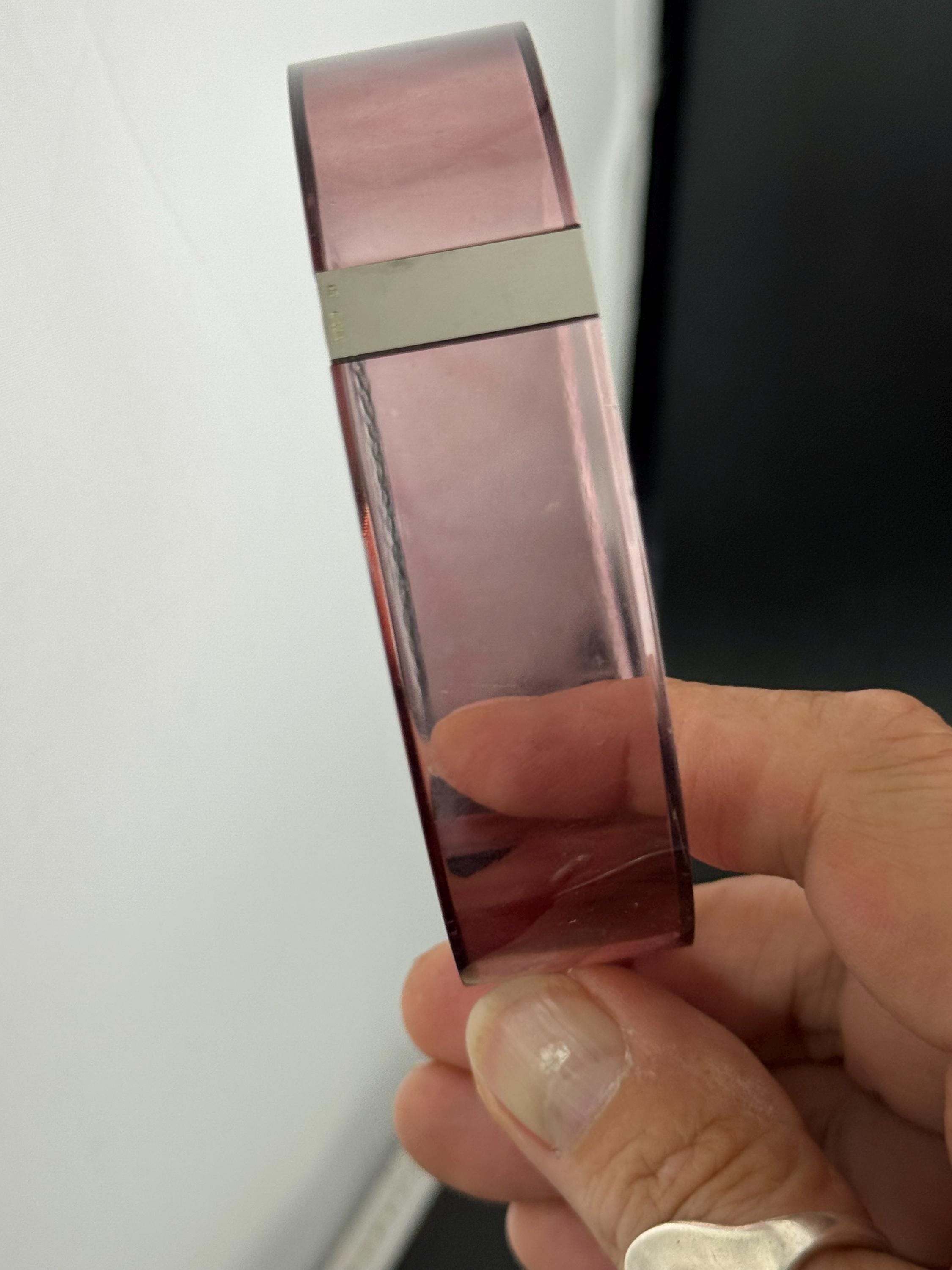 Pink Acrylic Bangle: Sterling Silver Band, Hallmarks - BLOCK Studio