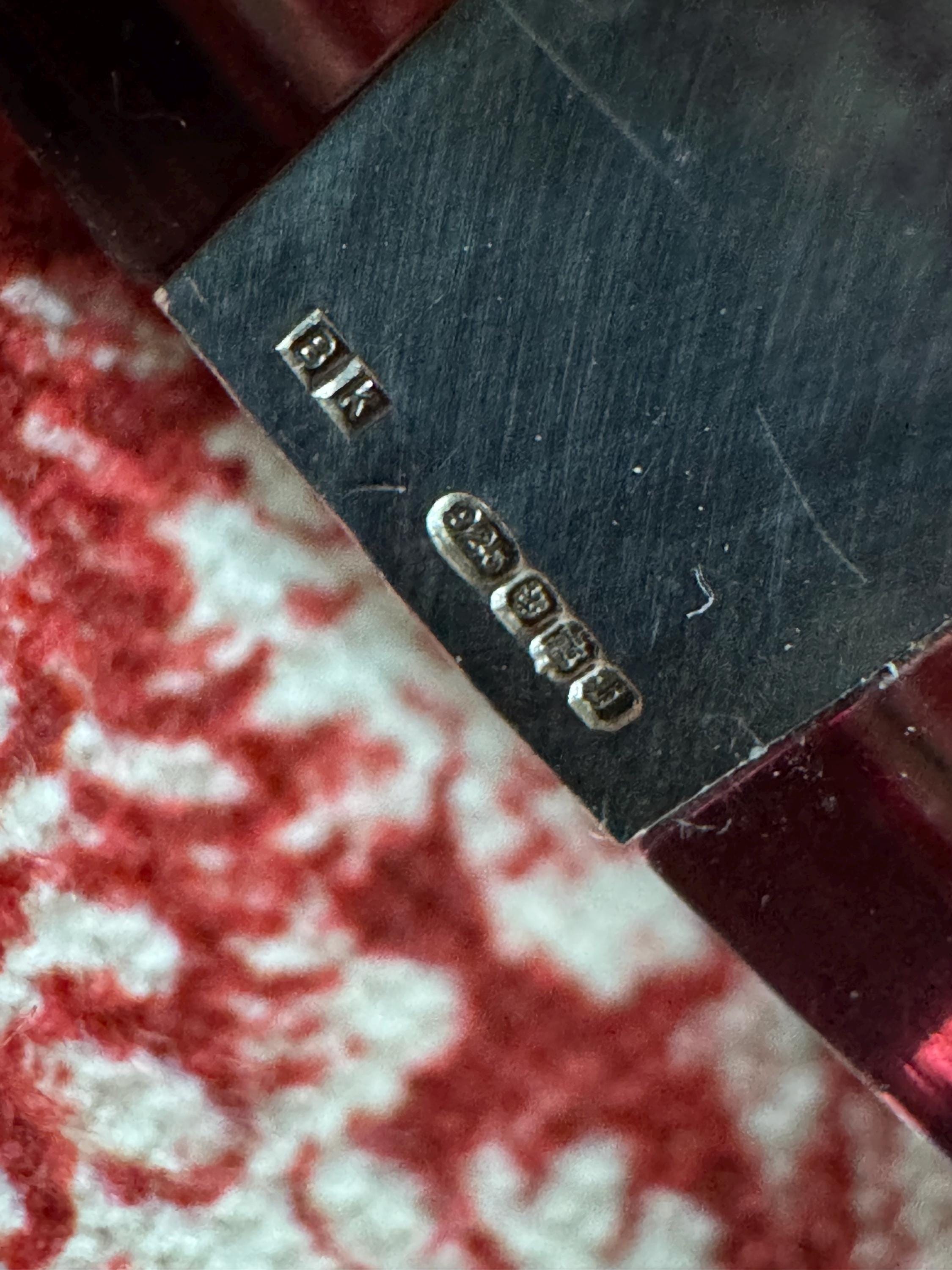Pink Acrylic Bangle: Sterling Silver Band, Hallmarks - BLOCK Studio