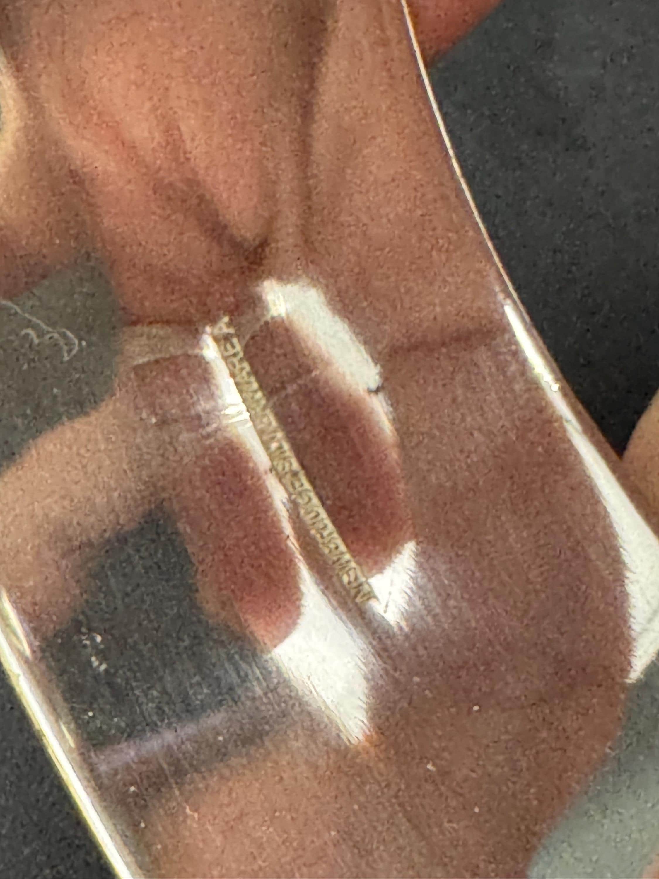 Signed Newbridge Silverware Bangle: Purple, Silver & Gold Modernist Design