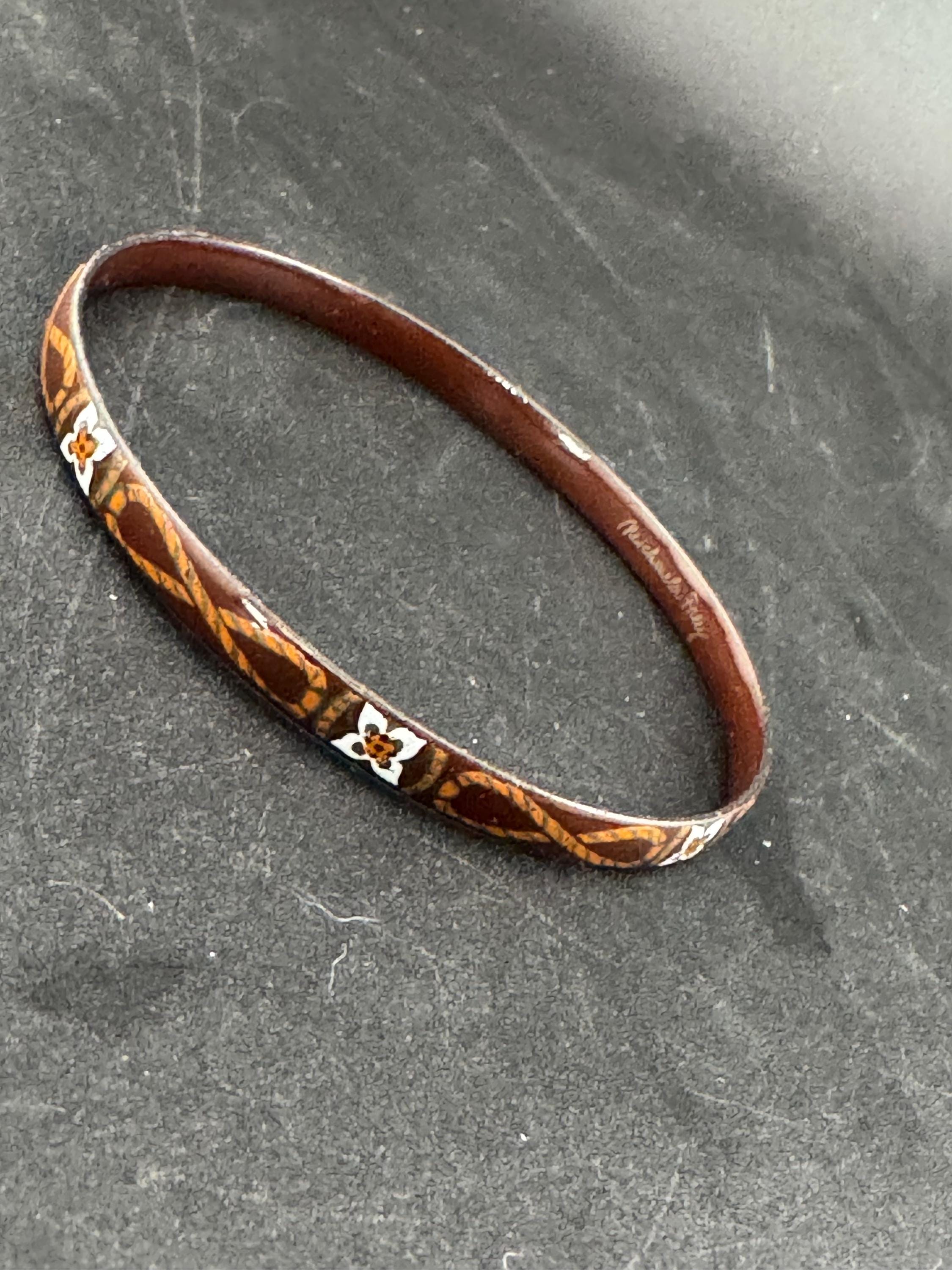 Vintage Michaela Frey Enamel Bangle: Austrian Floral Design