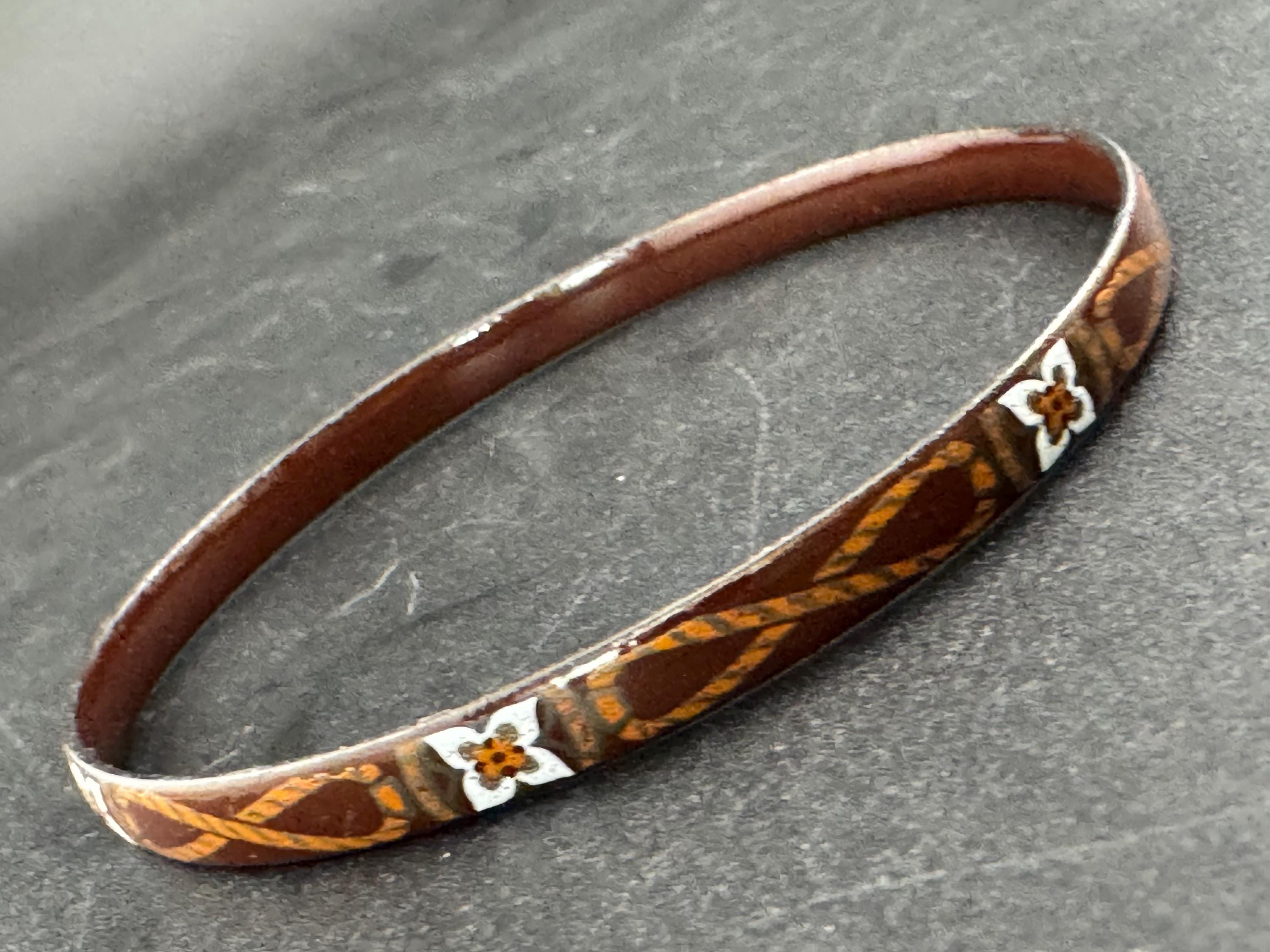 Vintage Michaela Frey Enamel Bangle: Austrian Floral Design