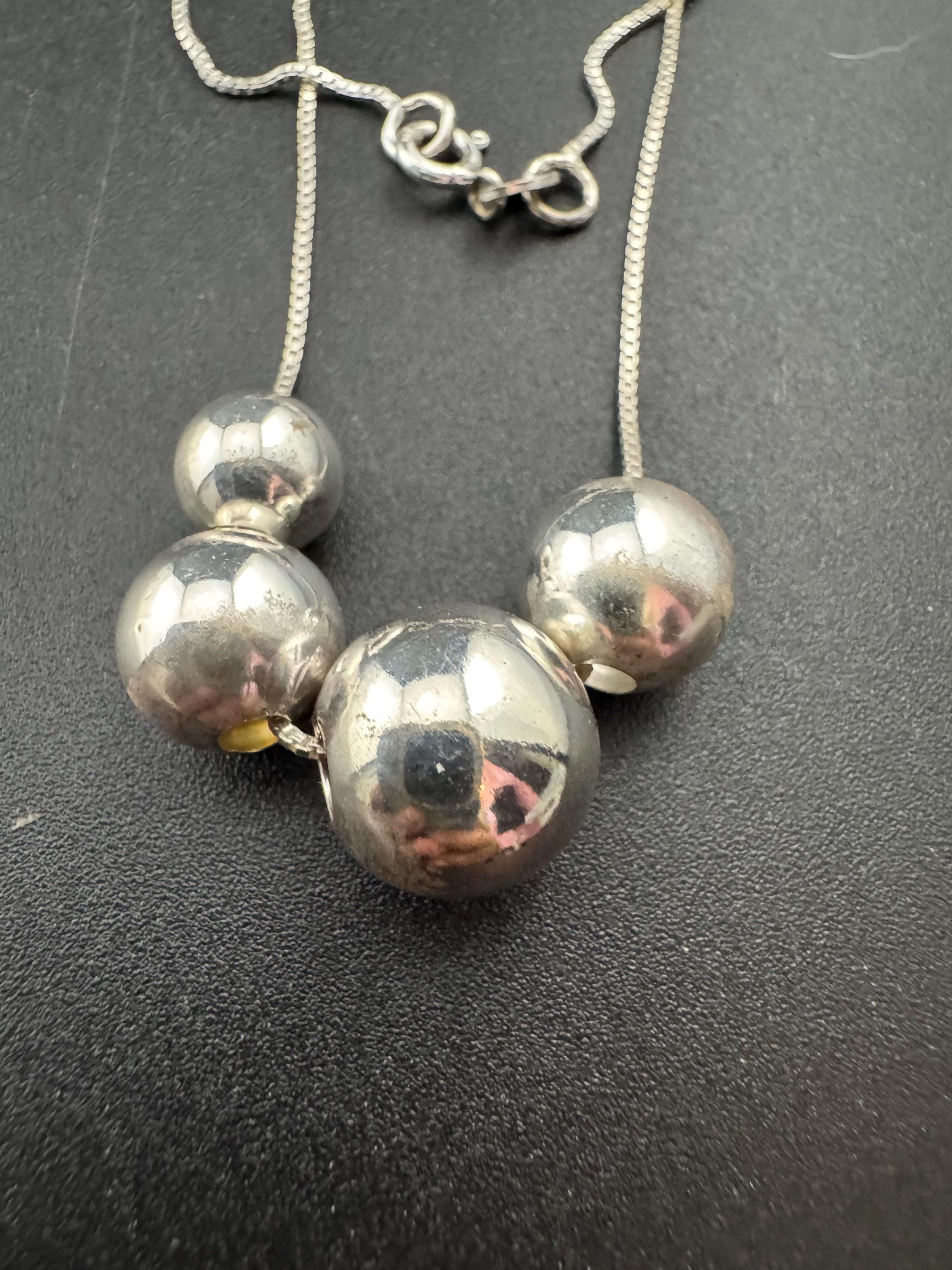 Plain simple 925 Sterling silver ball bead chain necklace 5.2 gm 46cm