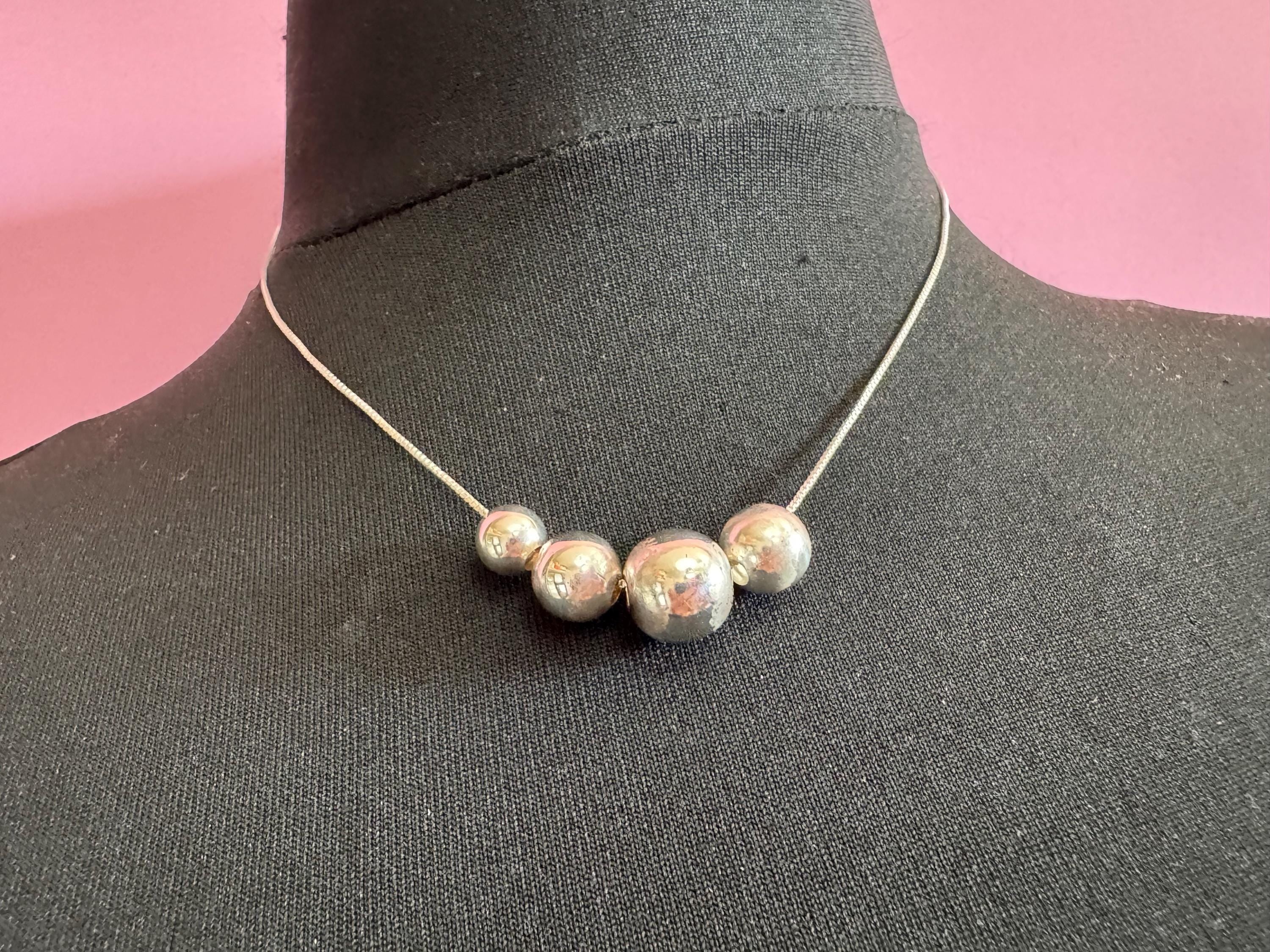 Plain simple 925 Sterling silver ball bead chain necklace 5.2 gm 46cm