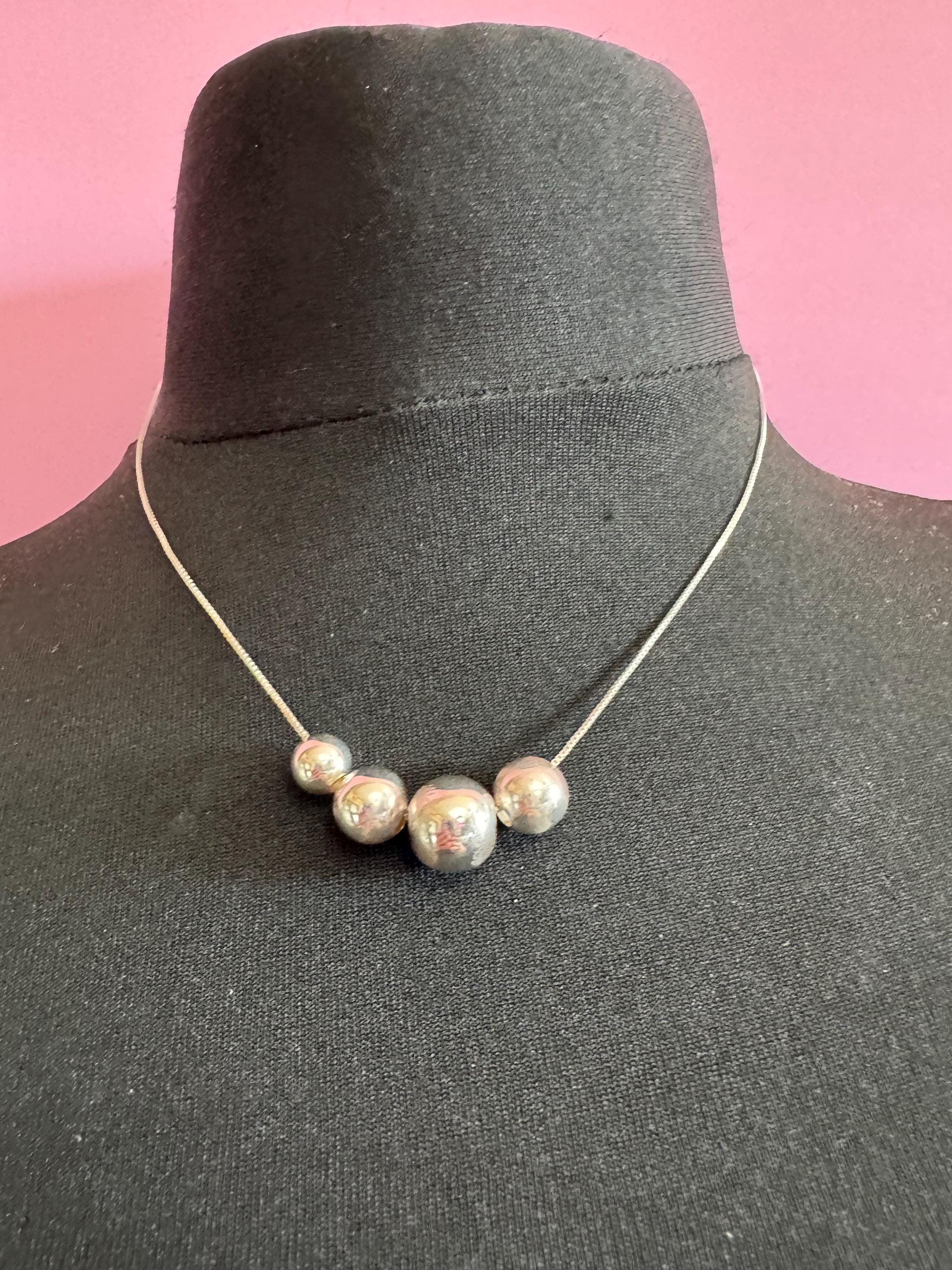 Plain simple 925 Sterling silver ball bead chain necklace 5.2 gm 46cm