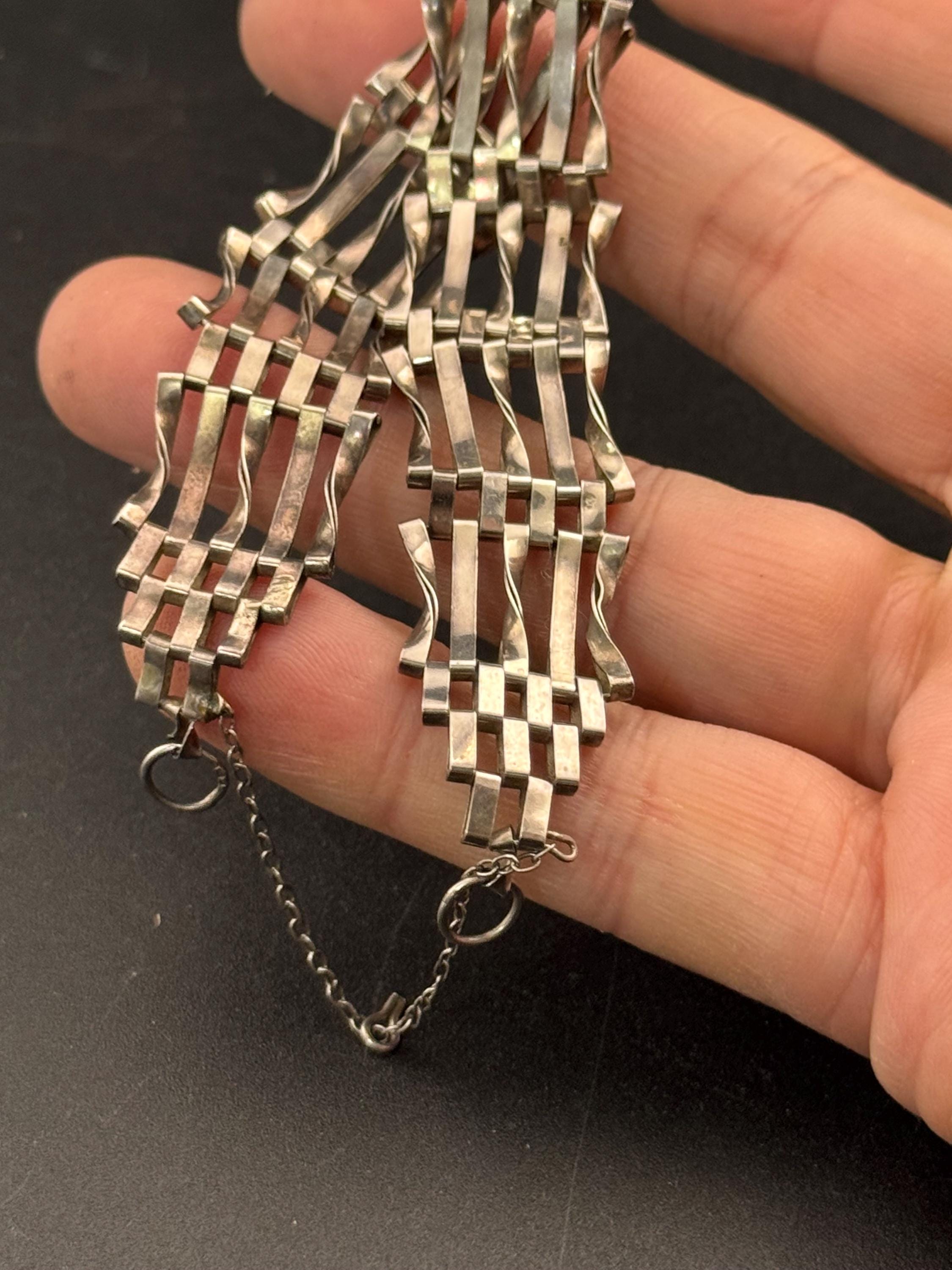 AF Vintage 925 sterling silver 5 bar gate bracelet 17cm 9.1grams needs new padlock