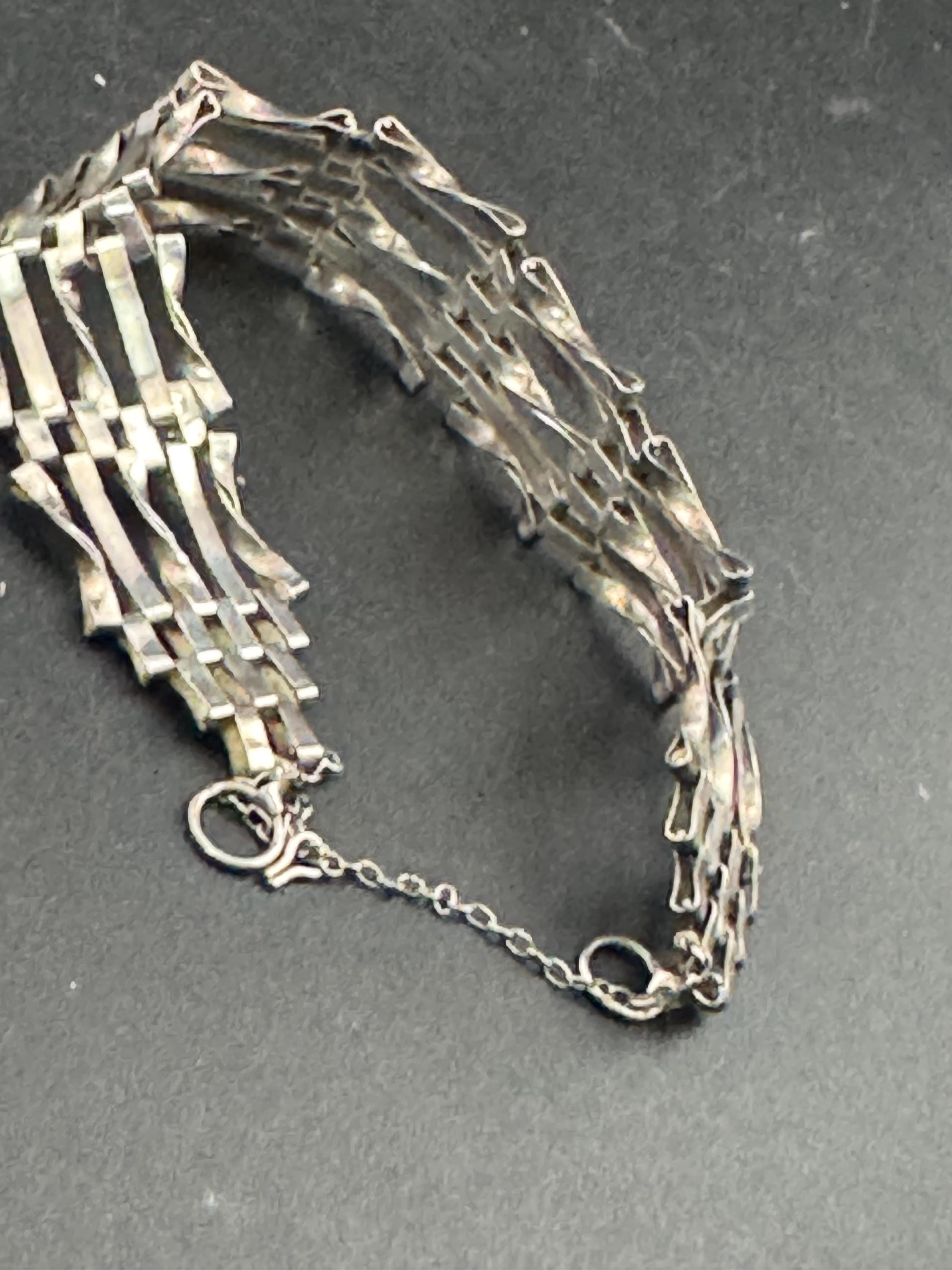 AF Vintage 925 sterling silver 5 bar gate bracelet 17cm 9.1grams needs new padlock