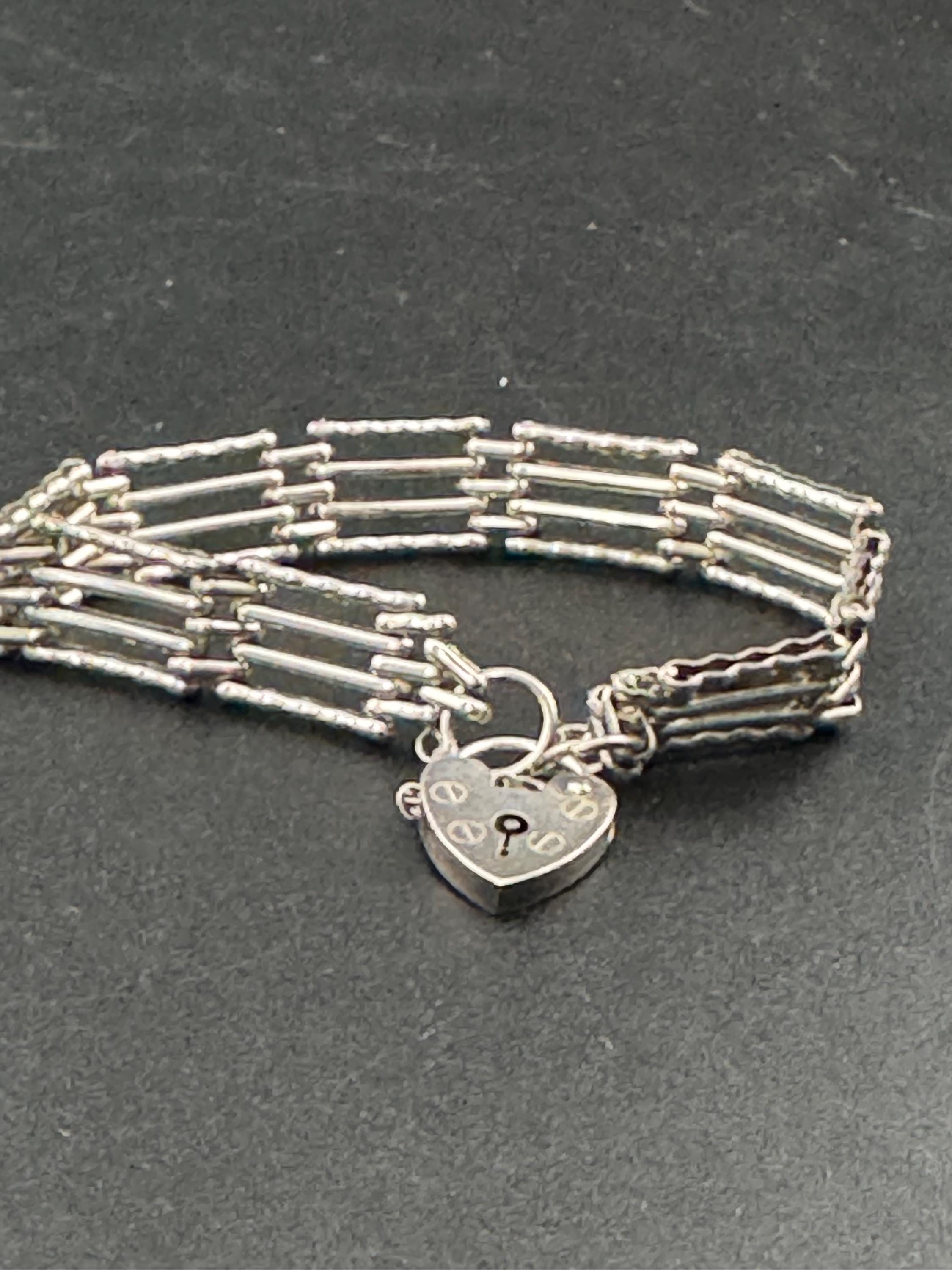 Vintage London hallmarked ASJ 925 sterling silver 4 bar gate bracelet 17.5cm 13.6grams