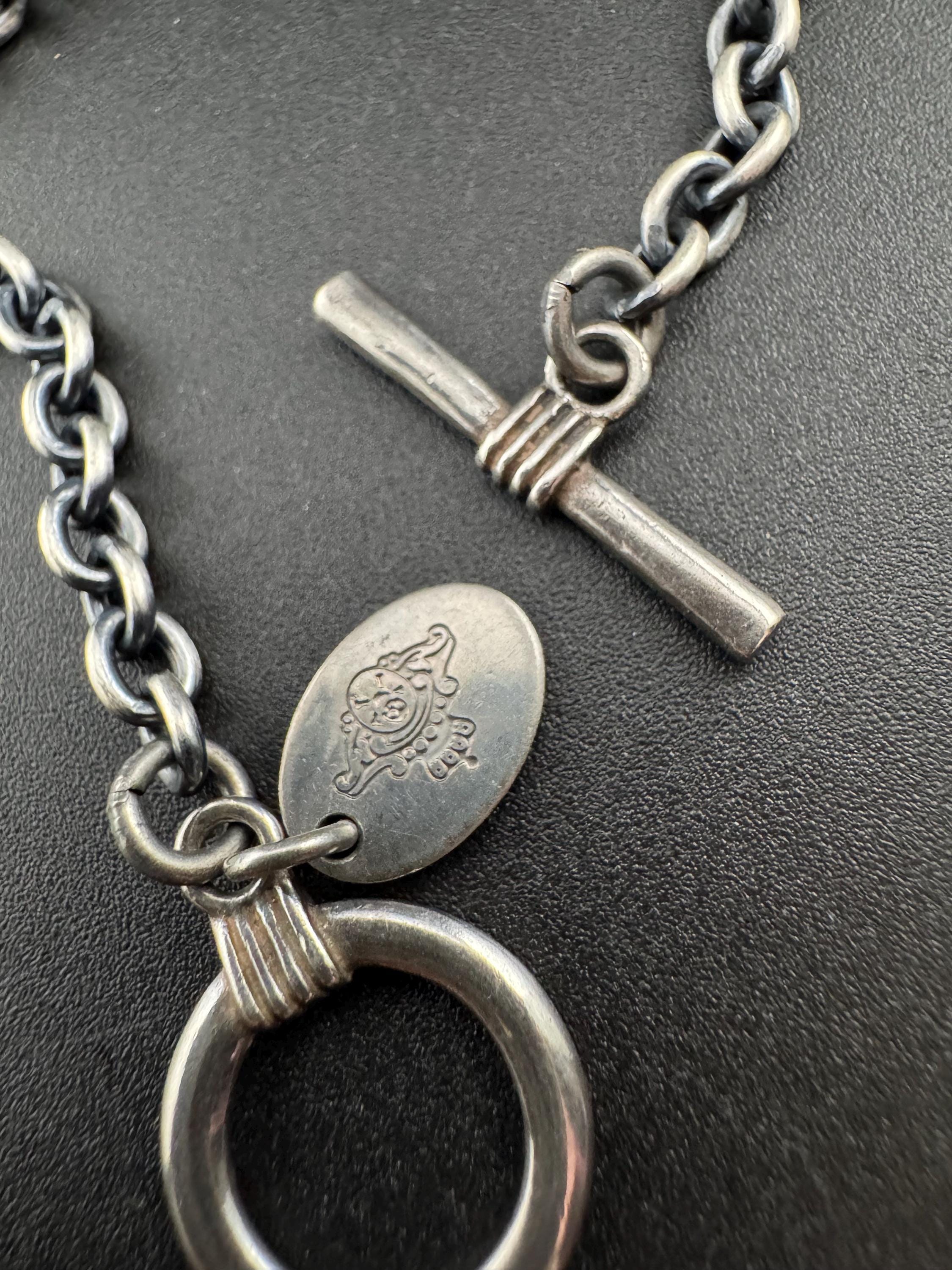 MAWI London Sterling Silver Chain Necklace: Darkened Cable Link, T-Bar