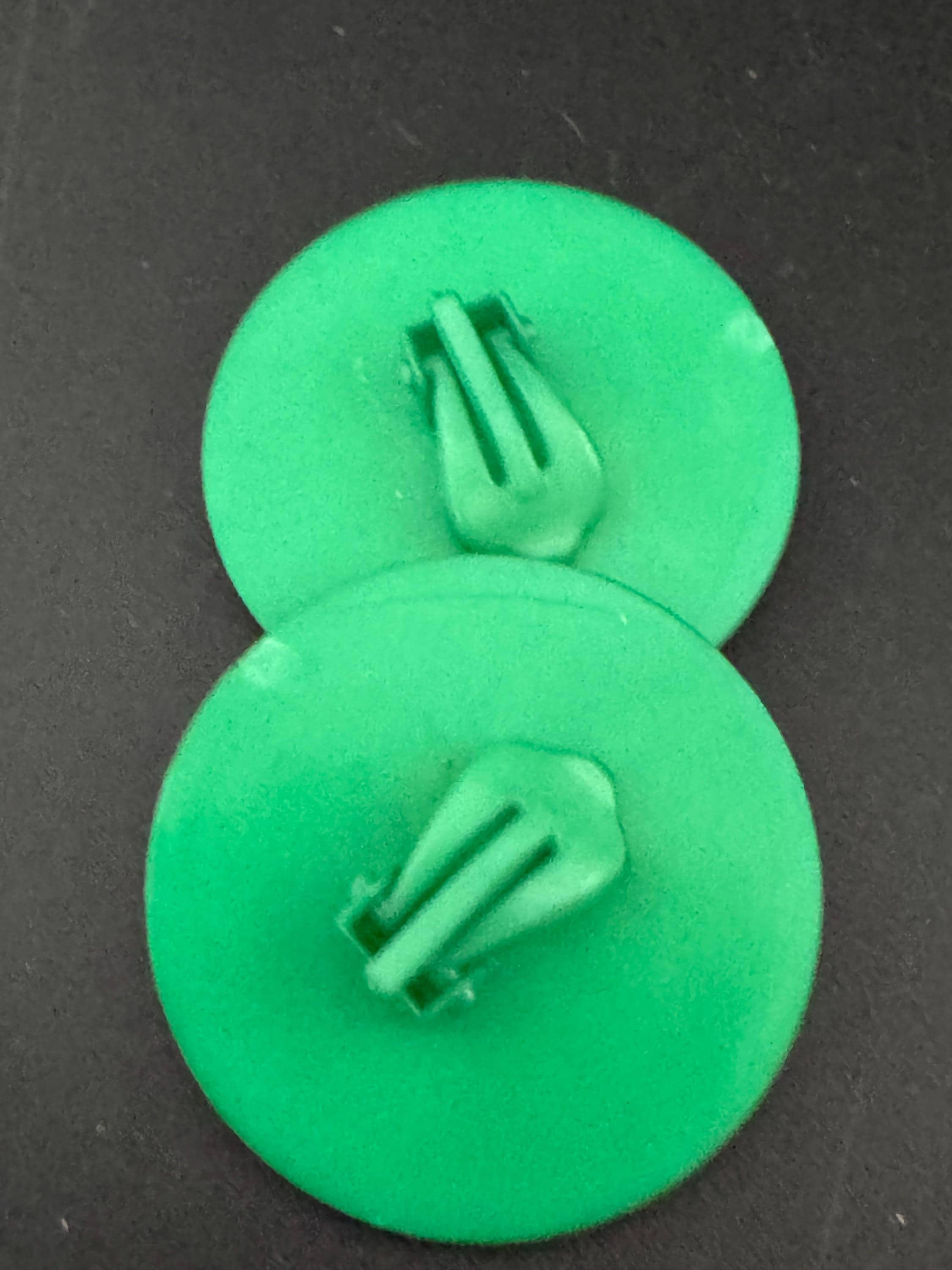 Retro 3cm Plastic bright green low domed big disc Button Stud clip on earrings